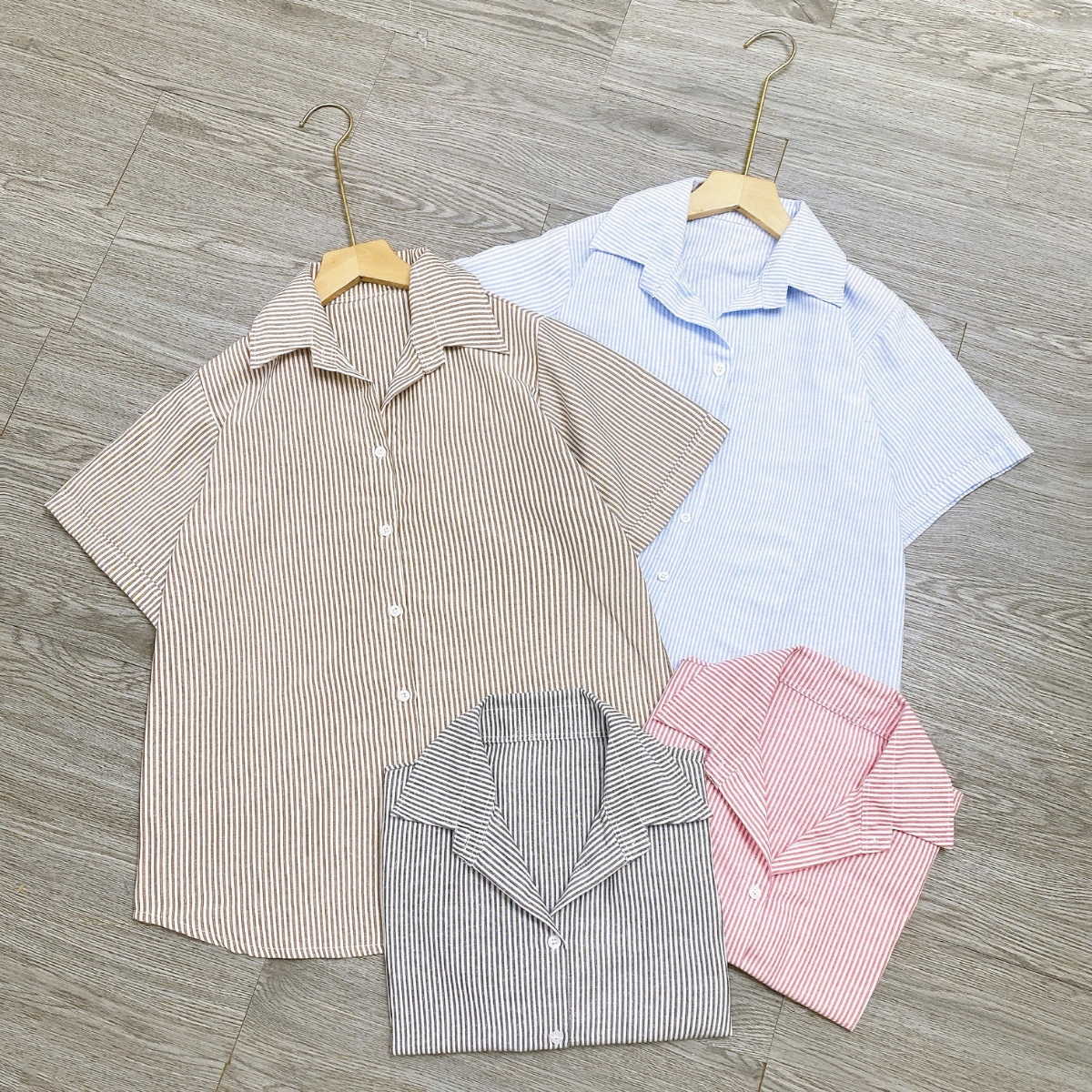 Mô tả Áo Sơ Mi Kẻ Sọc Bigsize Nữ Somi Tay Ngắn Tôn Dáng Vài Cotton Thô Cho Chubby SM184 - 4