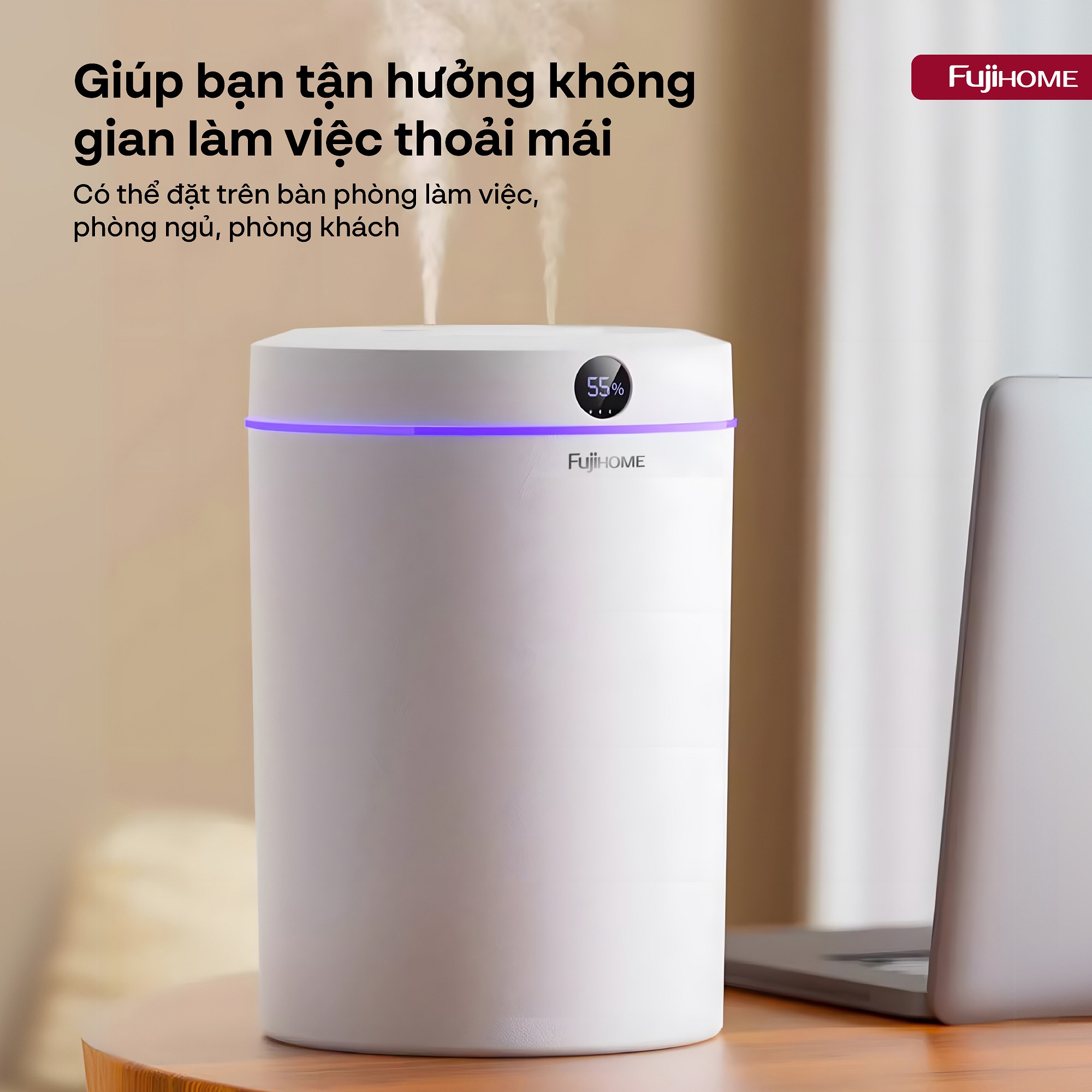 Mô tả Máy phun sương tạo ẩm FUJIHOME HM05B xông tinh dầu, 3 tốc độ phun, màn led và đèn led hiển thị - 5