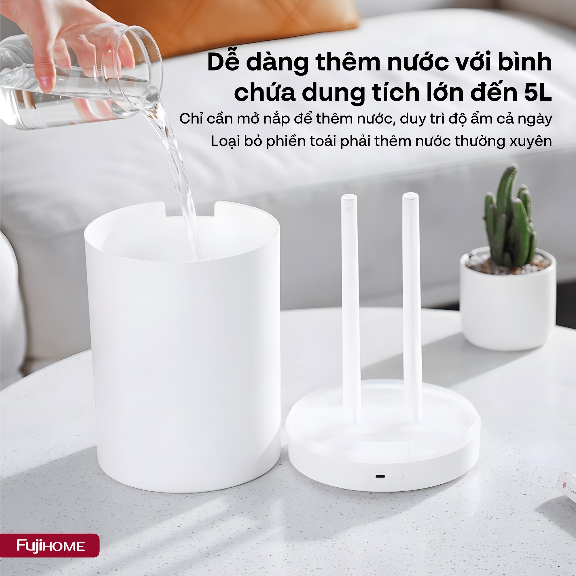 Mô tả Máy phun sương tạo ẩm FUJIHOME HM05B xông tinh dầu, 3 tốc độ phun, màn led và đèn led hiển thị - 3