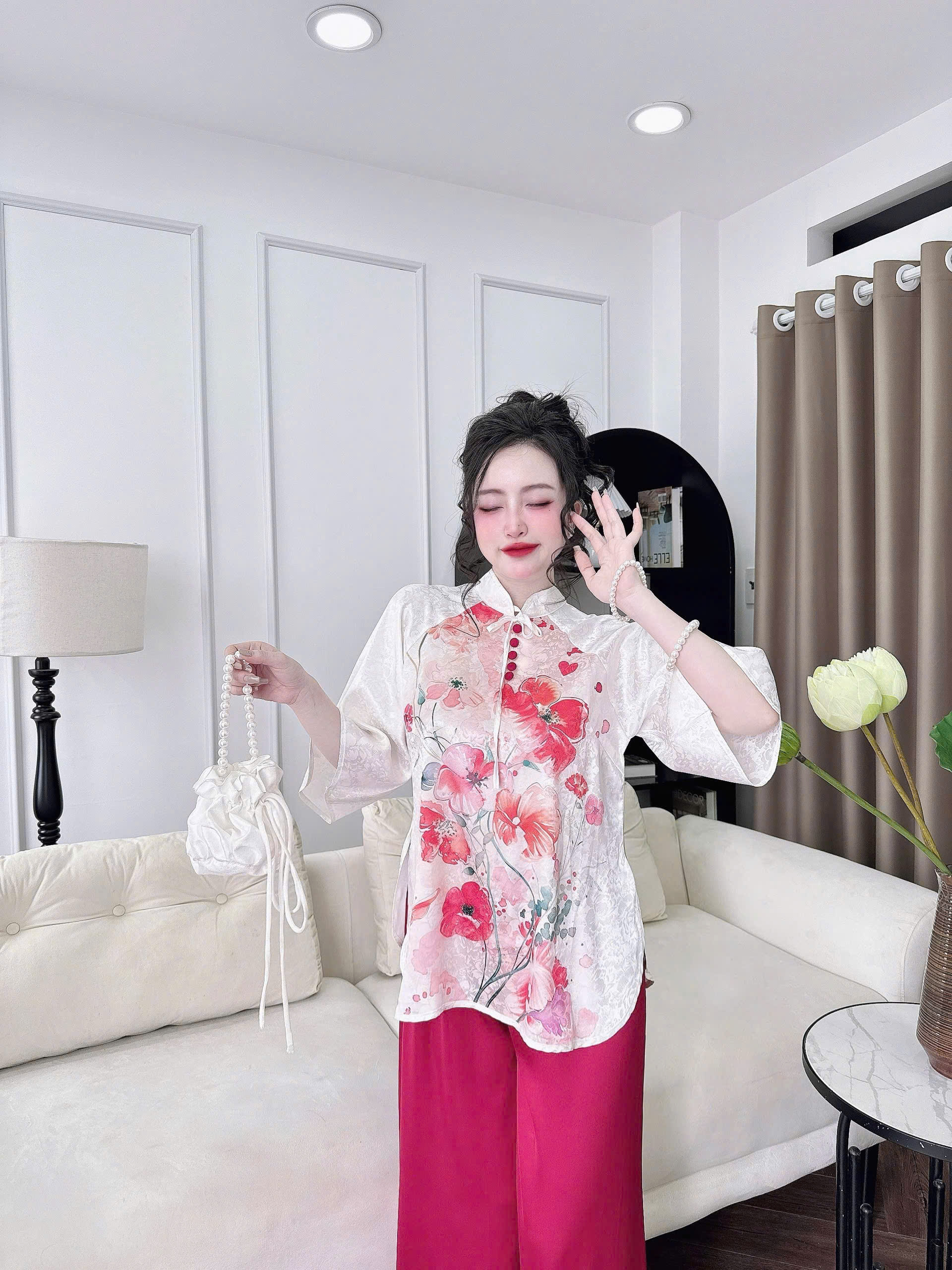 Mô tả Bộ Lam Đi Chùa SOJUN Đồ Pháp Phục Lụa Gấm Cổ Trụ Nút Bọc Thiết Kế Size Dưới 65kg - 10