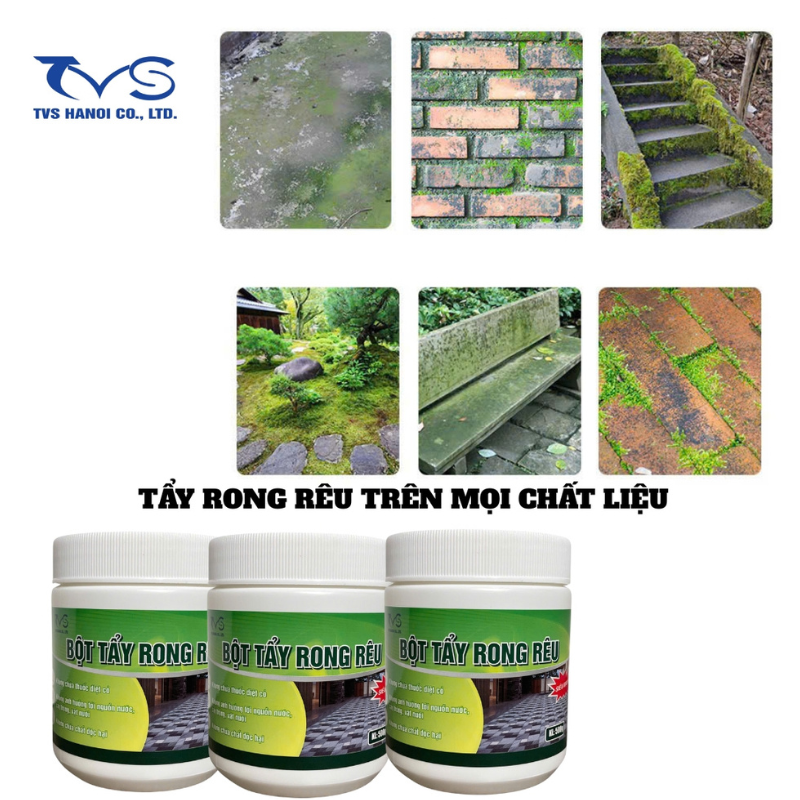 Mô tả Bột tẩy rong rêu TVS-500gam mẫu mới nâng cấp , tẩy rong rêu nền gạch, nền xi măng - 2