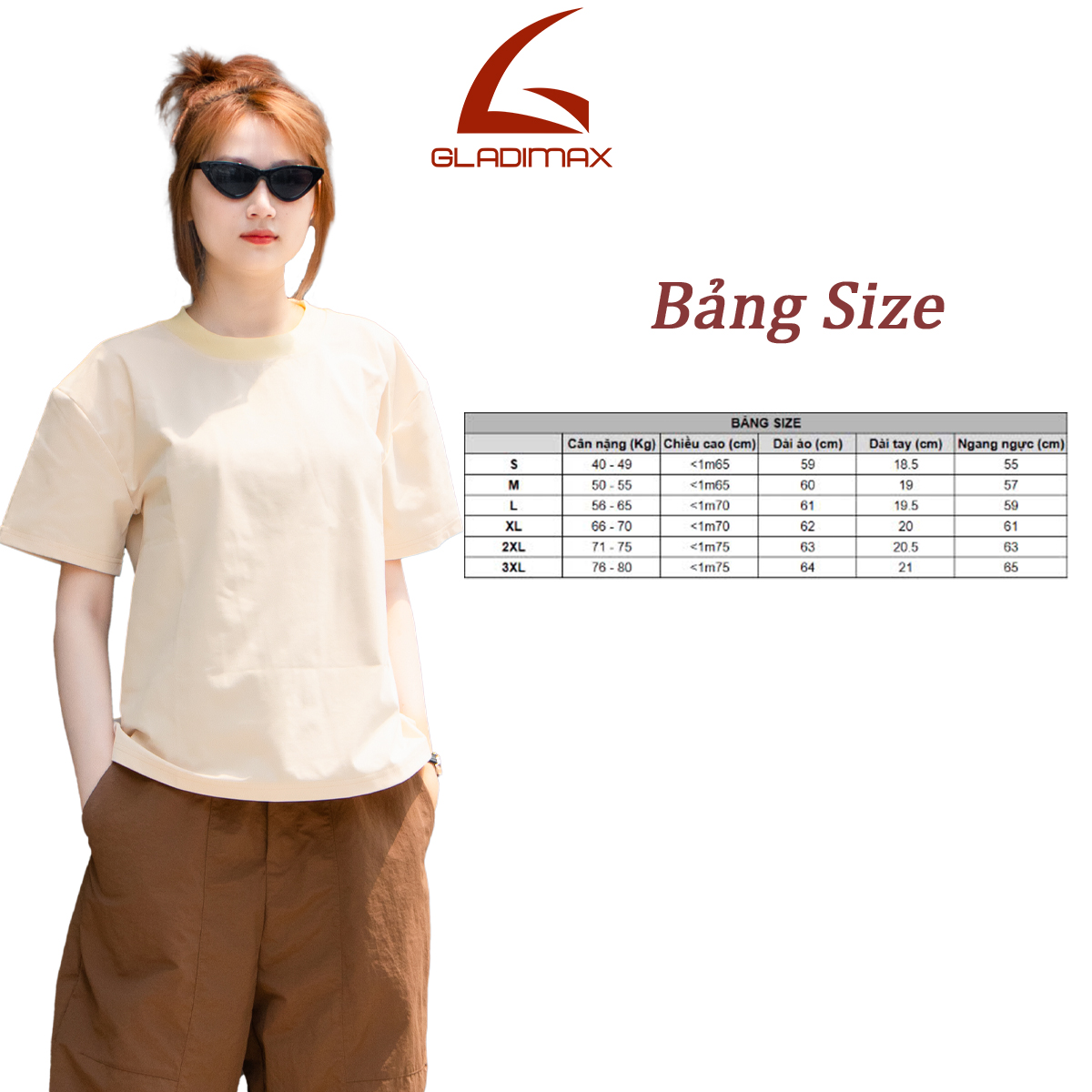 Mô tả Áo Thun Trơn GLADIMAX Unisex Nam Nữ l Form Boxy Cotton 230 GSM Cao Cấp Cổ Tròn T157 - 1
