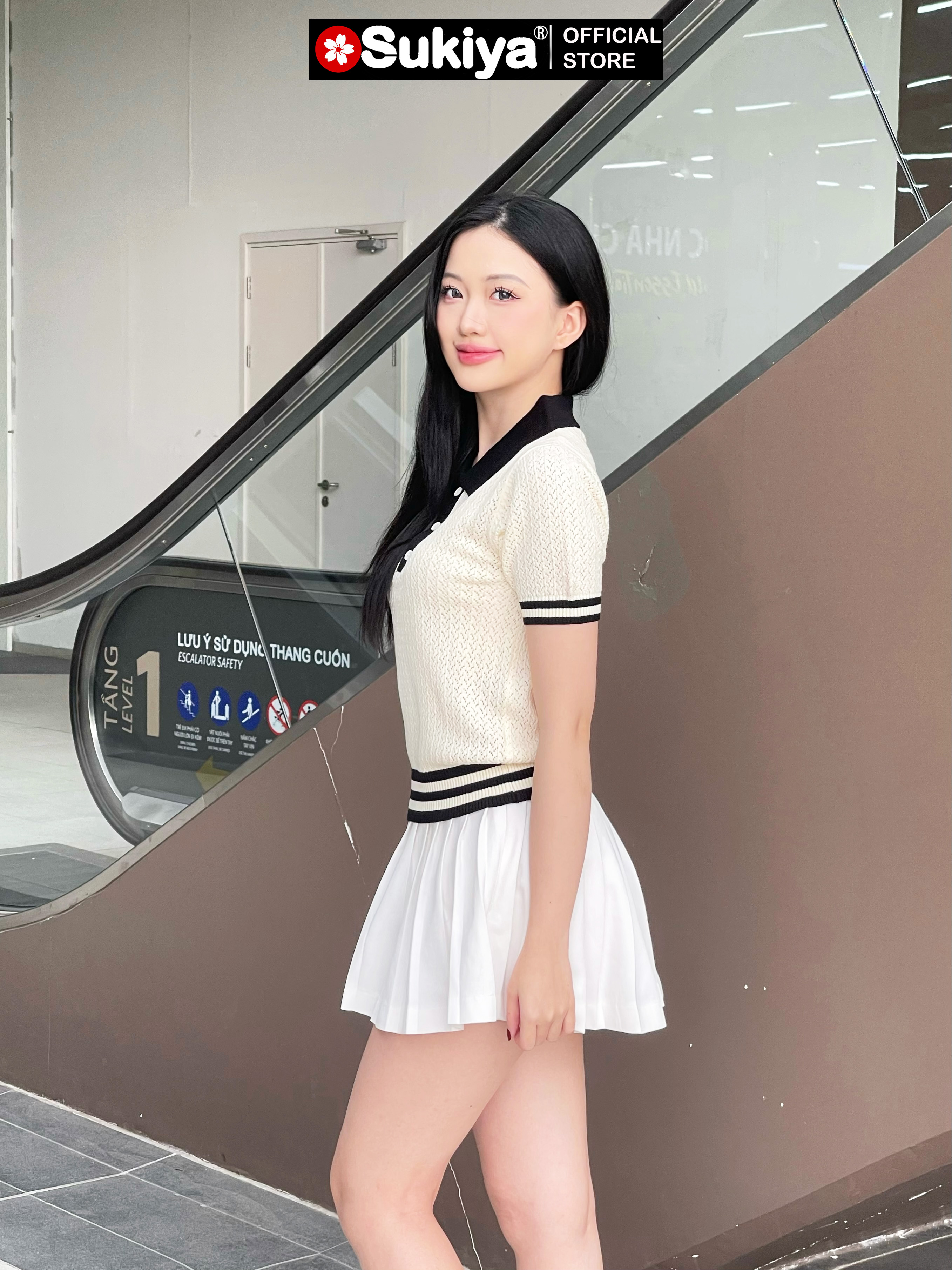 Mô tả Áo Len Polo Nữ SUKIYA Dệt KNIT Cao Cấp Đột Lỗ Thoáng Mát Phồi Màu Trẻ Trung Năng Động AL109 - 4