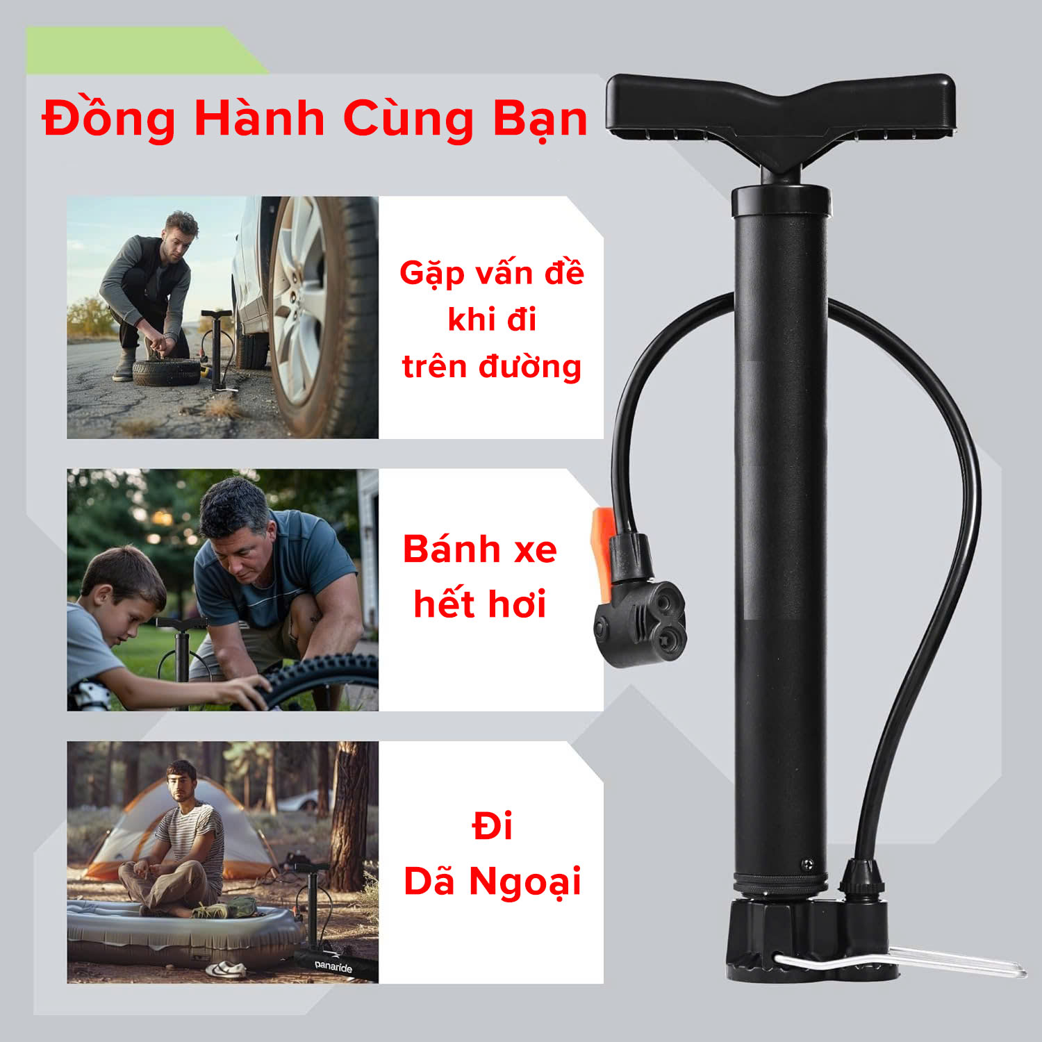 Mô tả Bơm Xe Đạp, Bơm Xe Máy Cầm Tay Nhỏ Gọn Cơ Động Van Pháp Mỹ - Bơm Đa Năng Nhỏ Gọn BCT1 Chính Hãng Amalife - 7