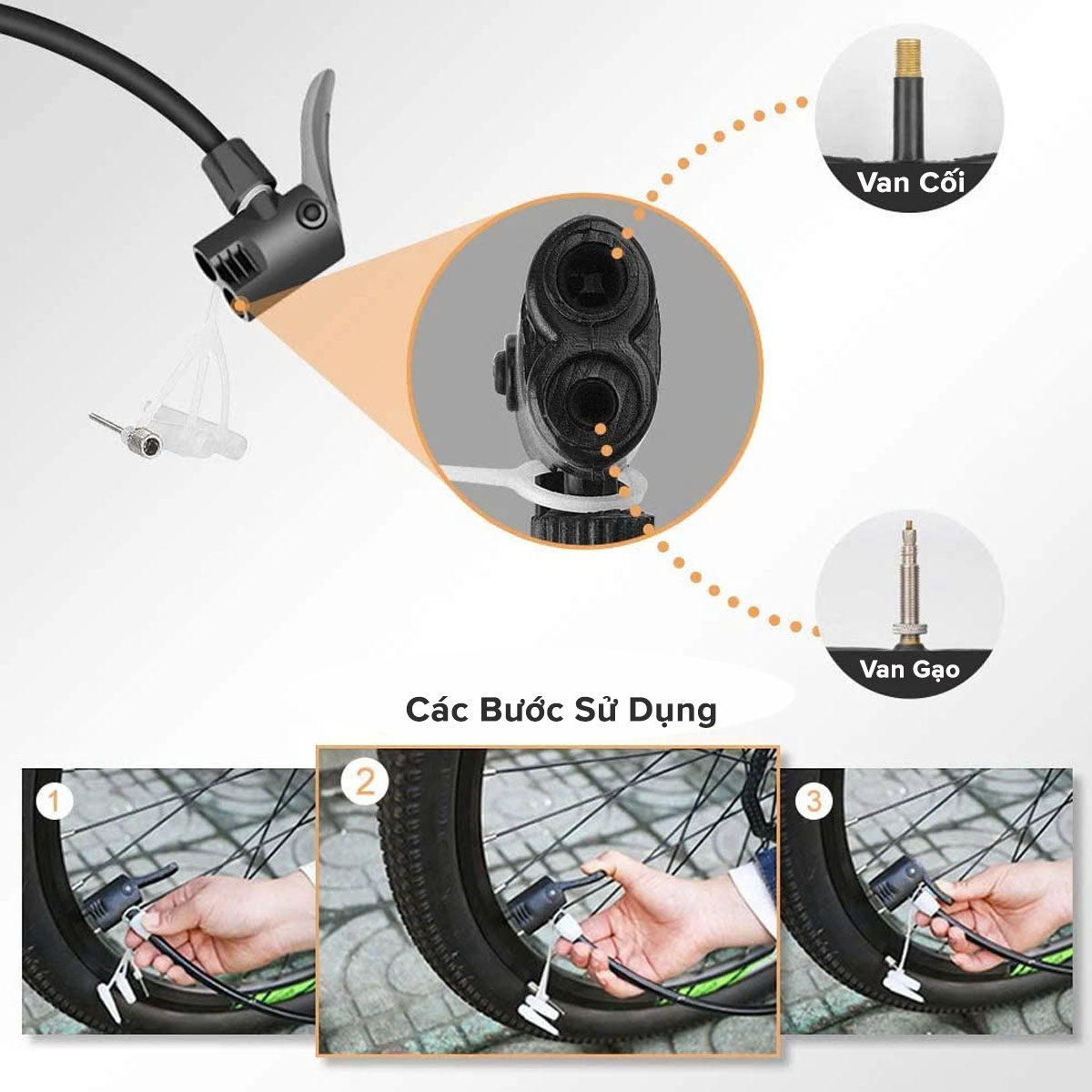 Mô tả Bơm Xe Đạp, Bơm Xe Máy Cầm Tay Nhỏ Gọn Cơ Động Van Pháp Mỹ - Bơm Đa Năng Nhỏ Gọn BCT1 Chính Hãng Amalife - 8
