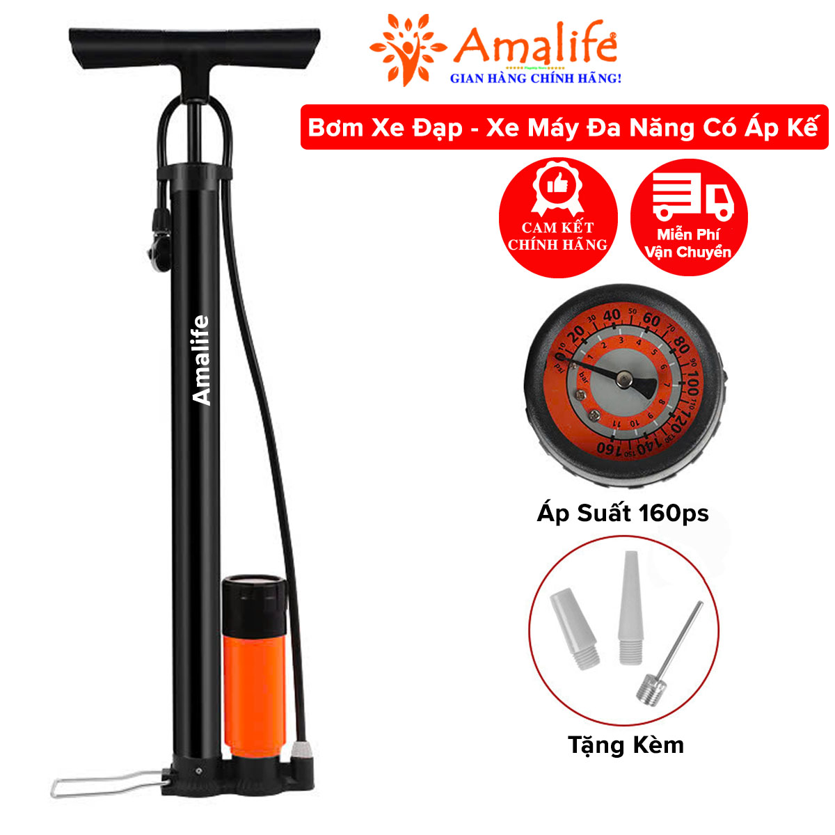 Mô tả Bơm Xe Đạp Bơm Xe Máy Có Áp Kế Dùng Tay Nhỏ Gọn Hàng To Bơm Khí Nhanh Hơn Hỗ Trợ Van Pháp Van Mỹ Chính Hãng Amalife - 1