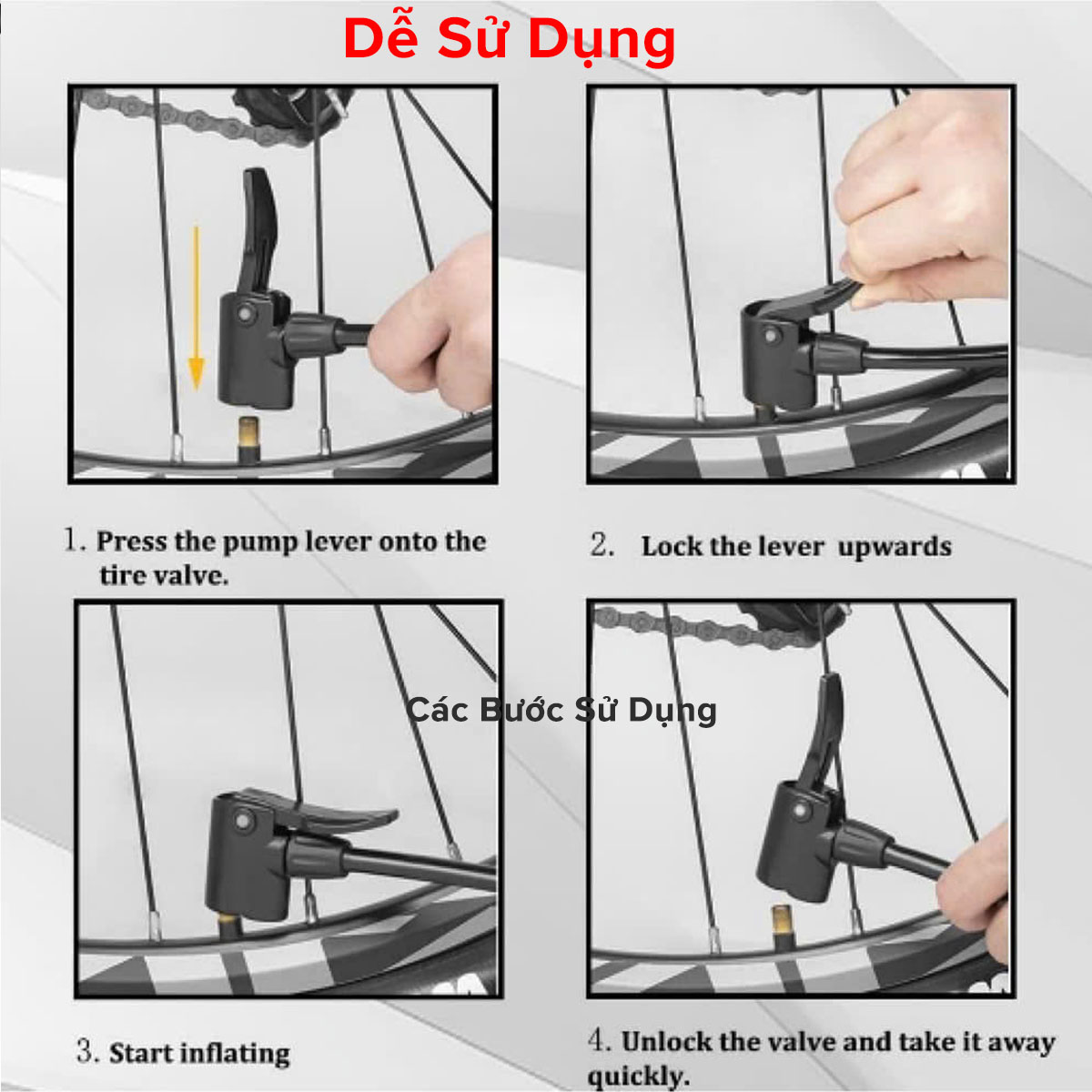 Mô tả Bơm Xe Đạp Dùng Tay Có Đồng Hồ Áp Suất Mini Nhỏ Gọn Bơm Nhanh Mạnh Có Đầu Bơm Xe Máy Van Pháp Van Mỹ Hãng Amalife - 9