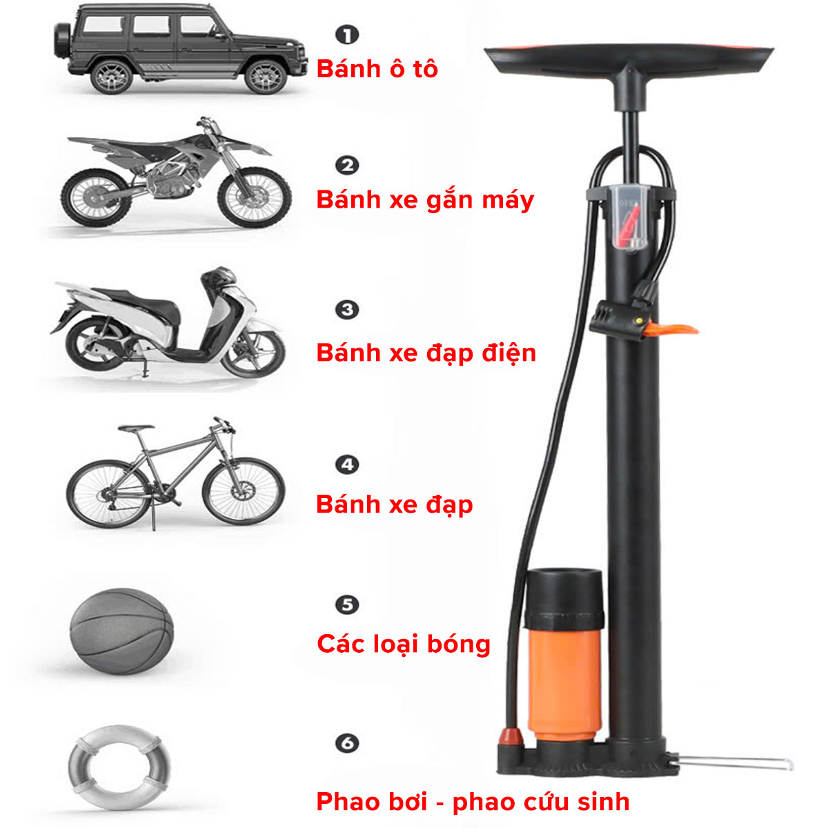 Mô tả Bơm Xe Đạp Bơm Xe Máy Có Áp Kế Dùng Tay Nhỏ Gọn Hàng To Bơm Khí Nhanh Hơn Hỗ Trợ Van Pháp Van Mỹ Chính Hãng Amalife - 8