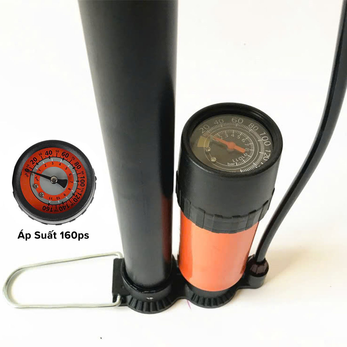 Mô tả Bơm Xe Đạp Dùng Tay Có Đồng Hồ Áp Suất Mini Nhỏ Gọn Bơm Nhanh Mạnh Có Đầu Bơm Xe Máy Van Pháp Van Mỹ Hãng Amalife - 3