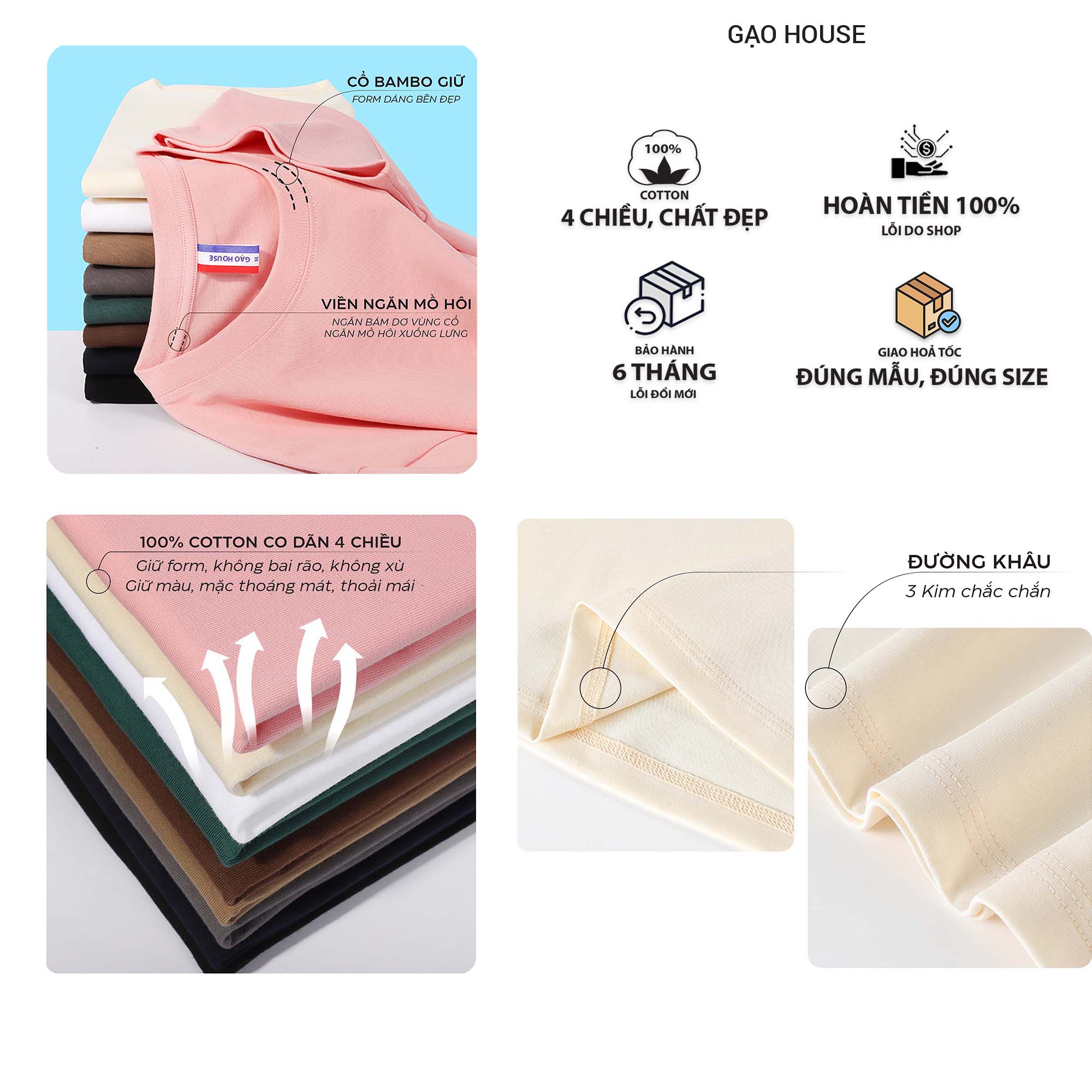 Mô tả Áo thun nữ form vừa Gạo House Oversize MAT35, Áo phông nữ cute local brand cotton 4 chiều mát mịn. - 6