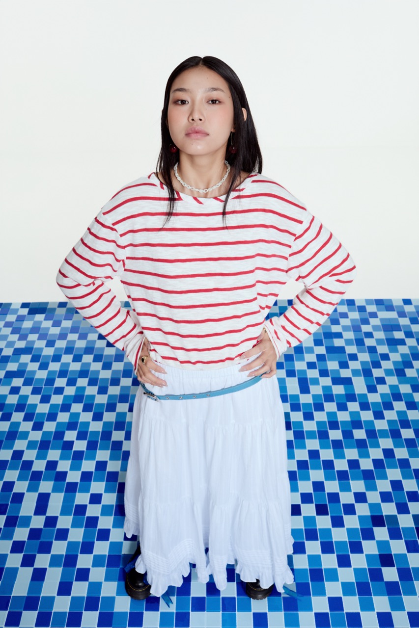 Mô tả LIBÉ WORKSHOP - Áo thun tay dài oversize hoạ tiết sọc - 1