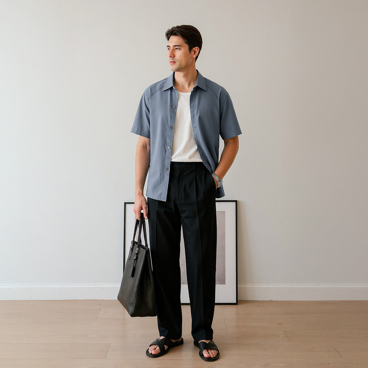Mô tả Áo sơ mi trơn nam tay ngắn SIXMEN, form regular tôn dáng, chất liệu Cotton cao cấp thấm hút mồ hôi, không nhăn, co giãn - 2
