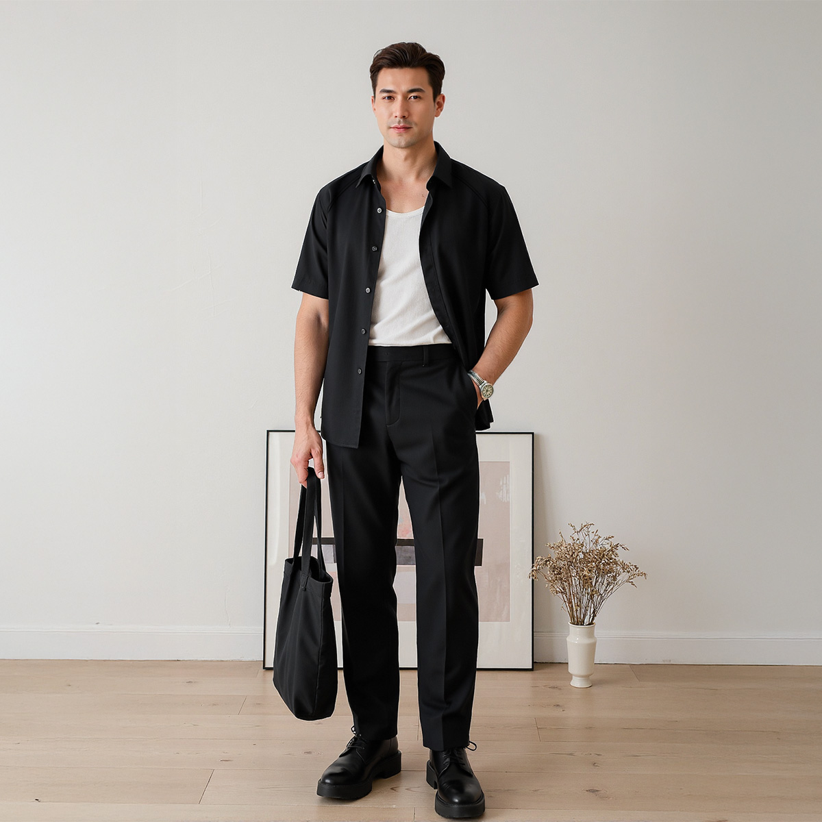 Mô tả Áo sơ mi trơn nam tay ngắn SIXMEN, form regular tôn dáng, chất liệu Cotton cao cấp thấm hút mồ hôi, không nhăn, co giãn - 5