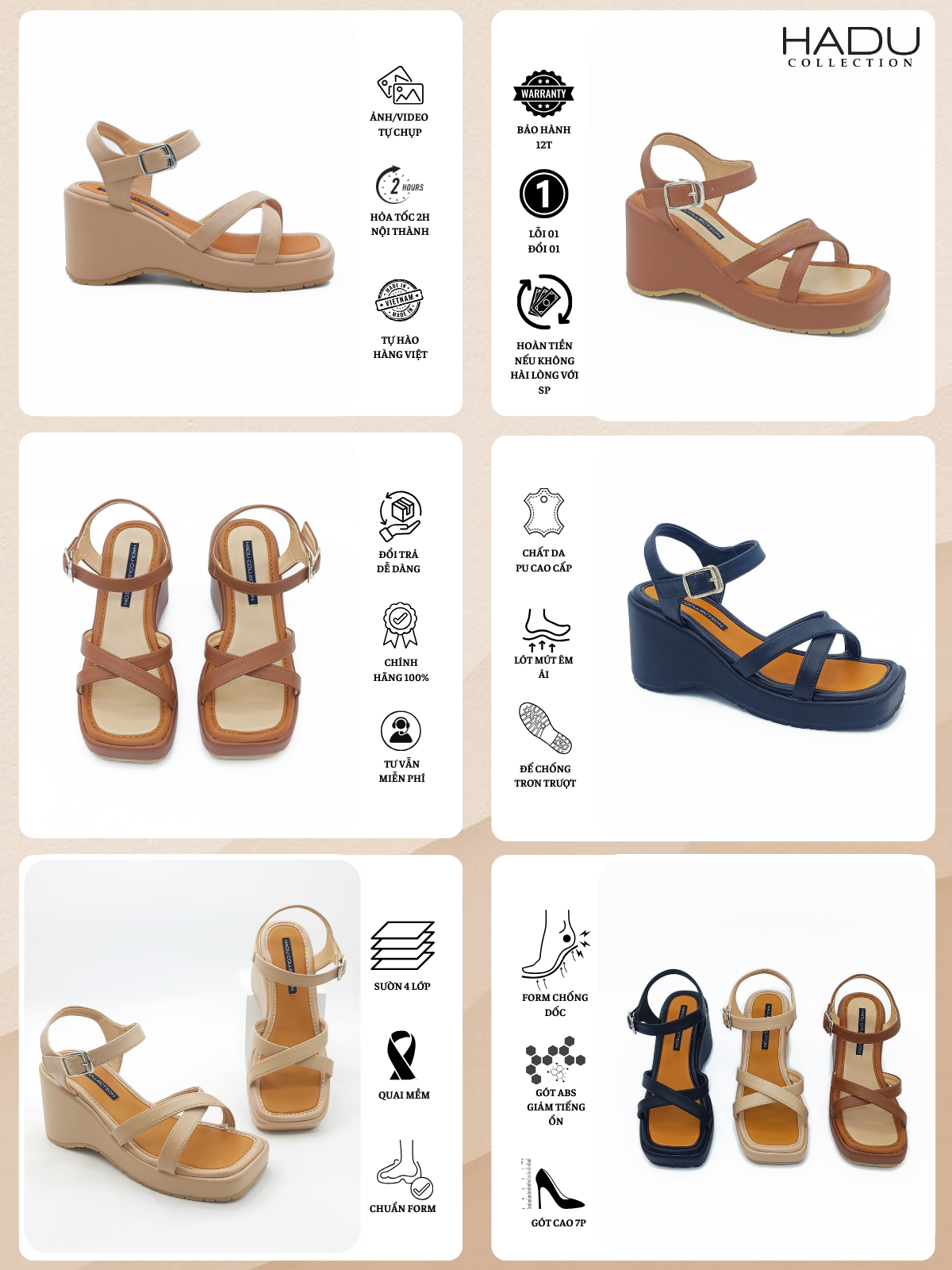 Giày Sandal Đế Xuồng 7P XIARA HADU MX14
