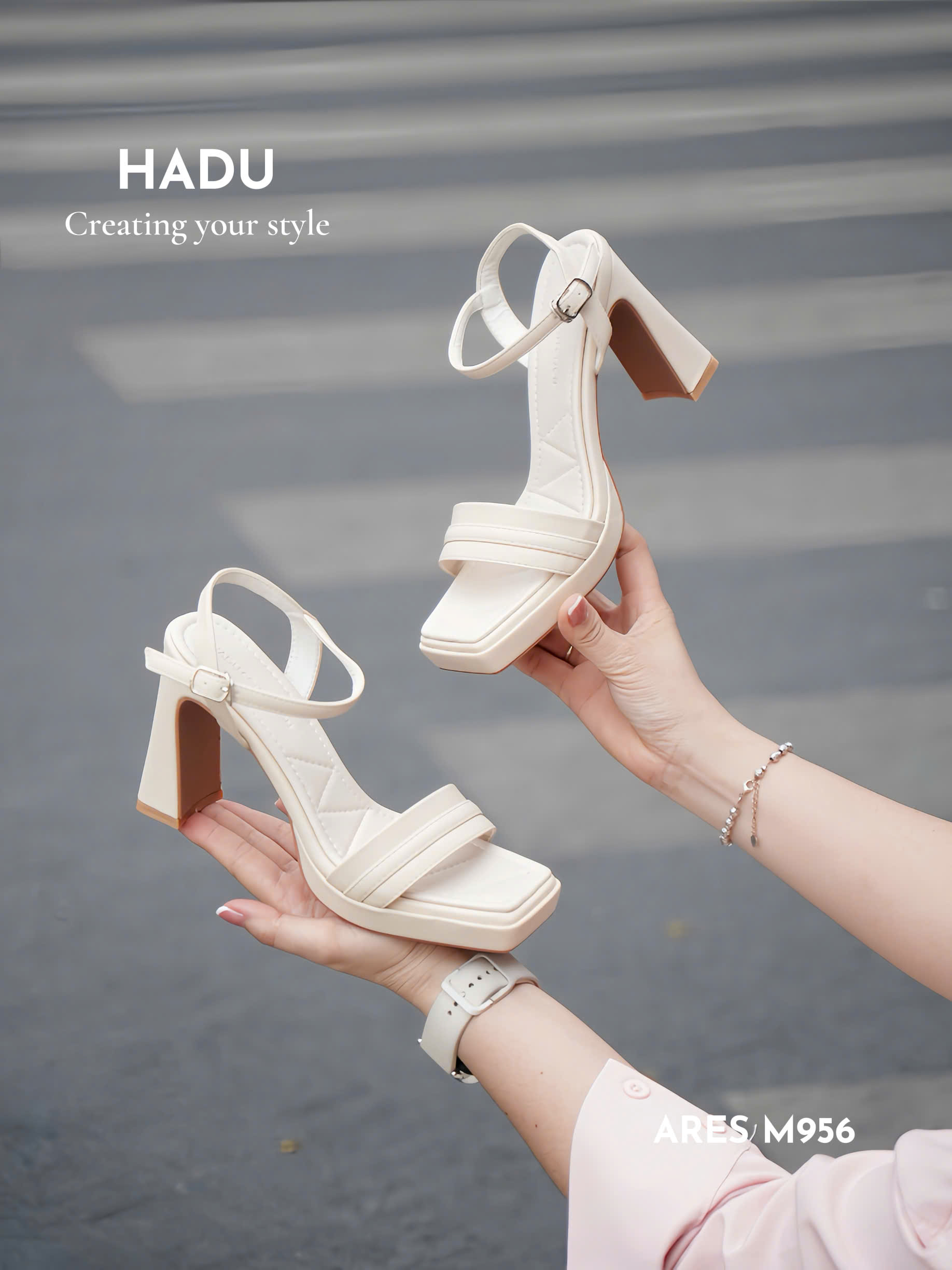 Mô tả Giày Sandal Gót Vuông 9P Sườn Kép Quai Ngang ARES HADU M956 Đúp Trước 3P - BH 12 Tháng - 3