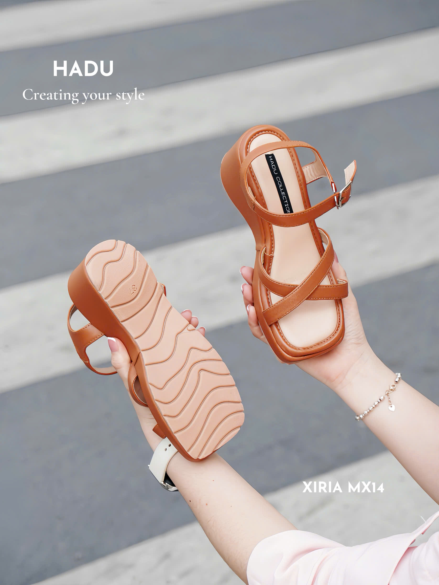 Mô tả Giày Sandal Đế Xuồng 7P Quai Chéo XIARA HADU MX14 Da PU Cao Cấp Đế Cao Su Chống Trơn BH 12 Tháng - 5