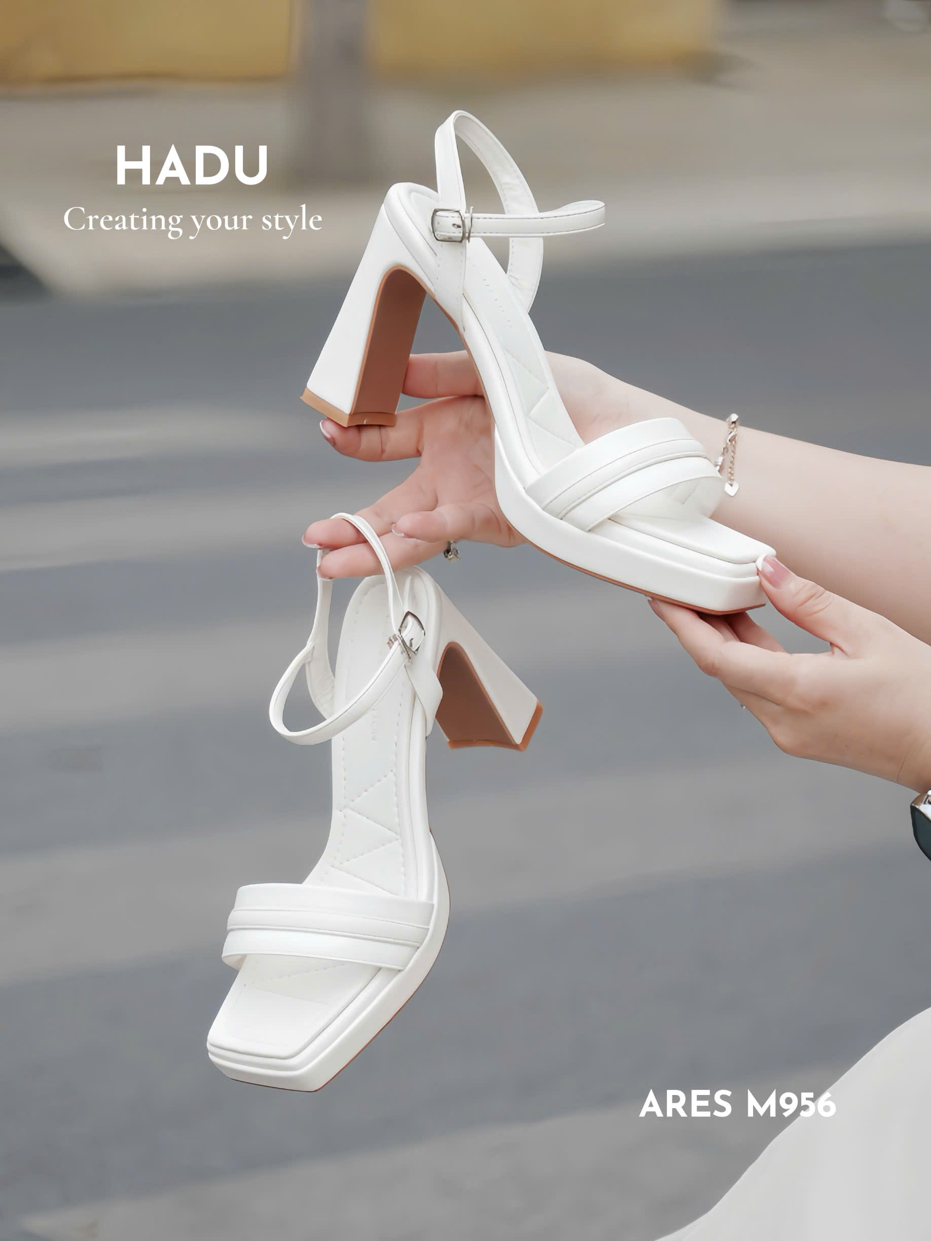 Mô tả Giày Sandal Gót Vuông 9P Sườn Kép Quai Ngang ARES HADU M956 Đúp Trước 3P - BH 12 Tháng - 4