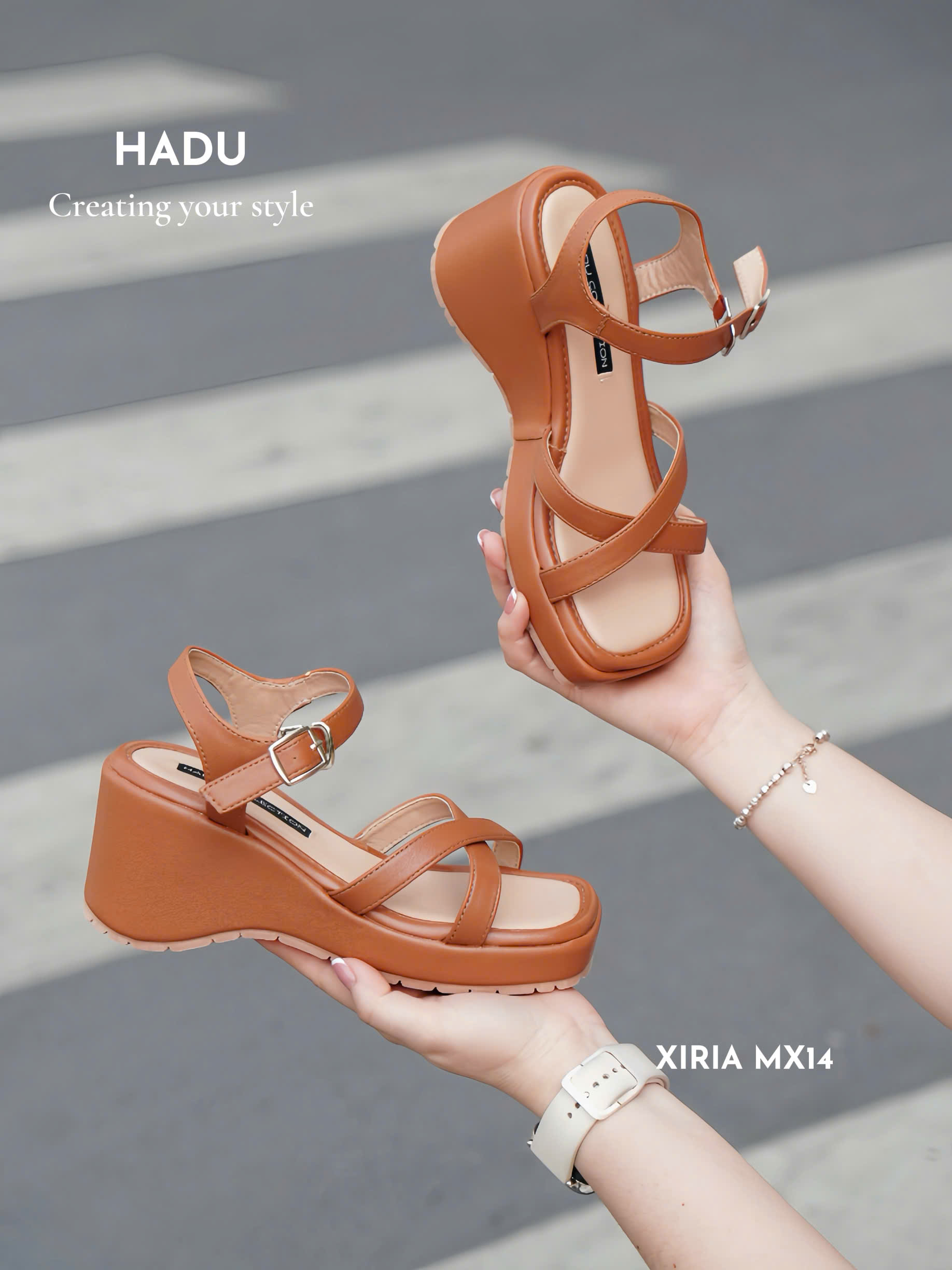 Mô tả Giày Sandal Đế Xuồng 7P Quai Chéo XIARA HADU MX14 Da PU Cao Cấp Đế Cao Su Chống Trơn BH 12 Tháng - 6