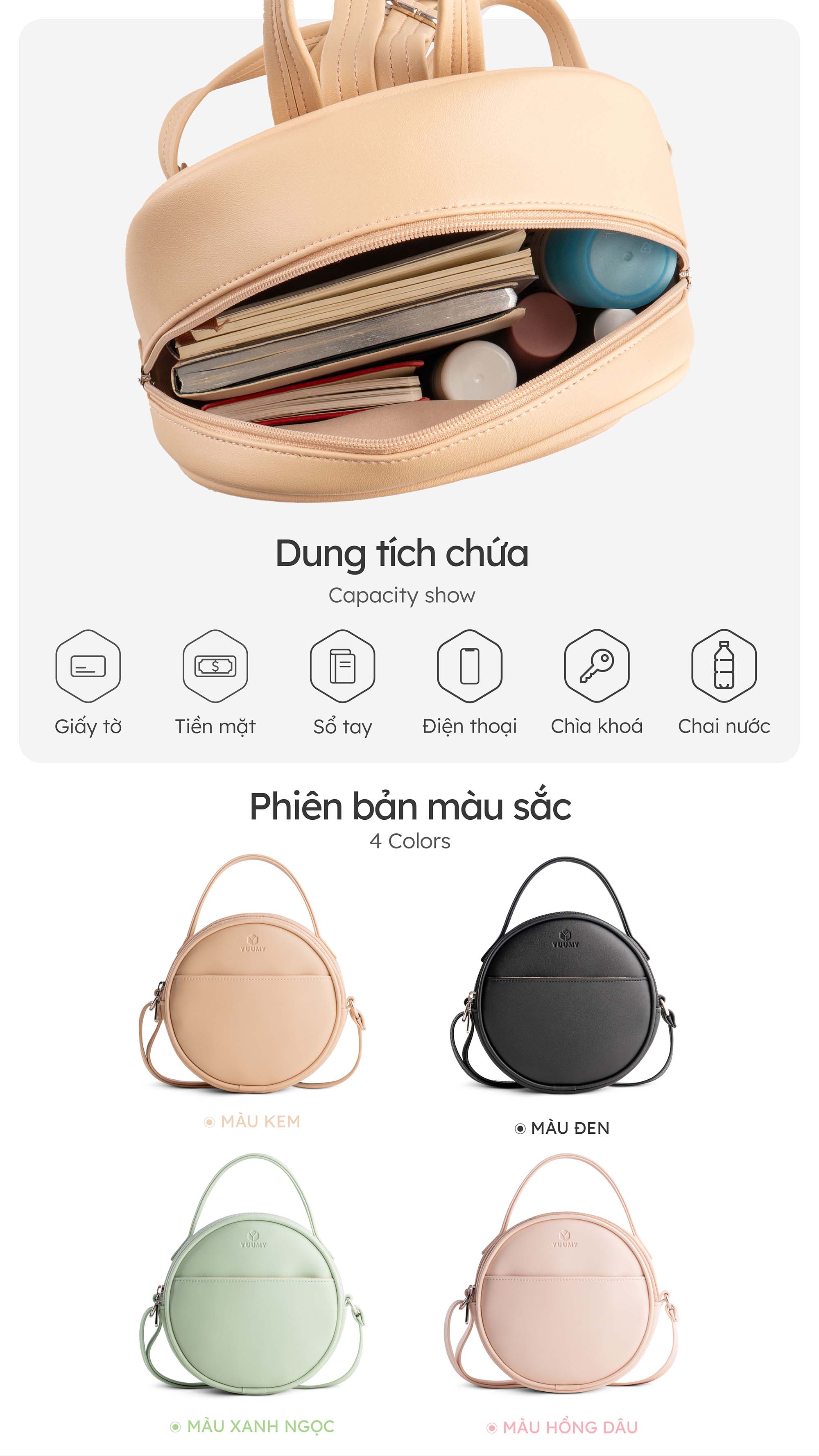 Chi tiết khóa kéo túi Yuumy YN261