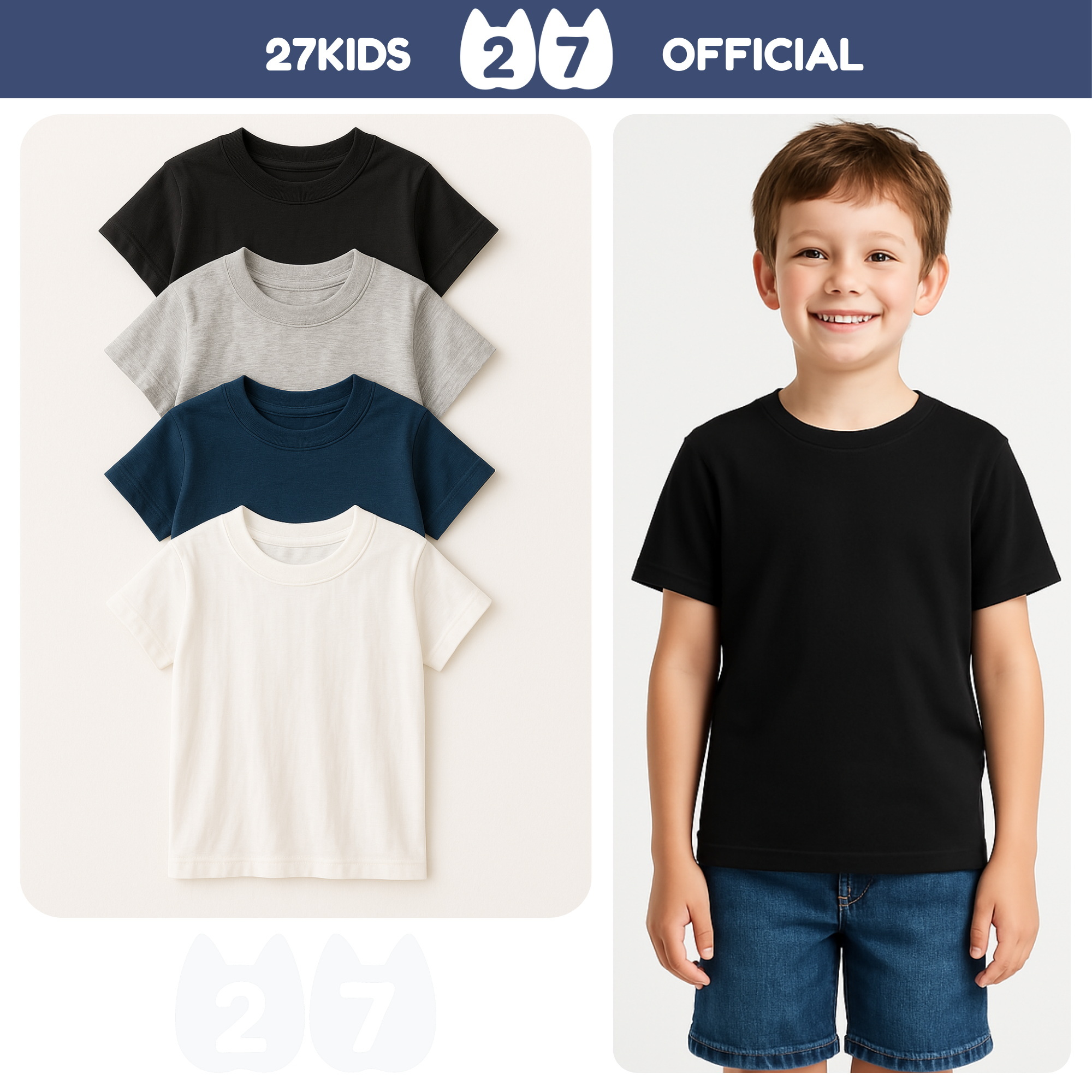 Mô tả Áo thun bé trai ngắn tay 27Kids cho trẻ từ 2-10 tuổi BSTS17 - 7