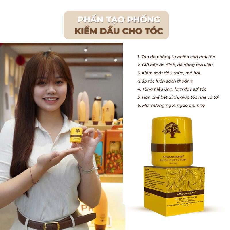 Mô tả Phấn kiềm dầu tạo phồng chân tóc Arganmidas, phấn gội khô giúp tóc bồng bềnh - 3