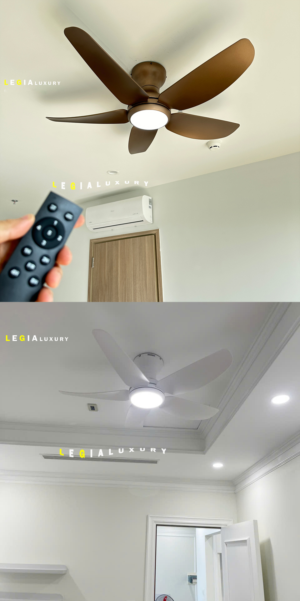 Mô tả Quạt Trần Cho Trần Thấp 2m-3m | Quạt Trần Mini 3 cánh 5 cánh | Quạt trần cổ ngắn chung cư Lê Gia - 2