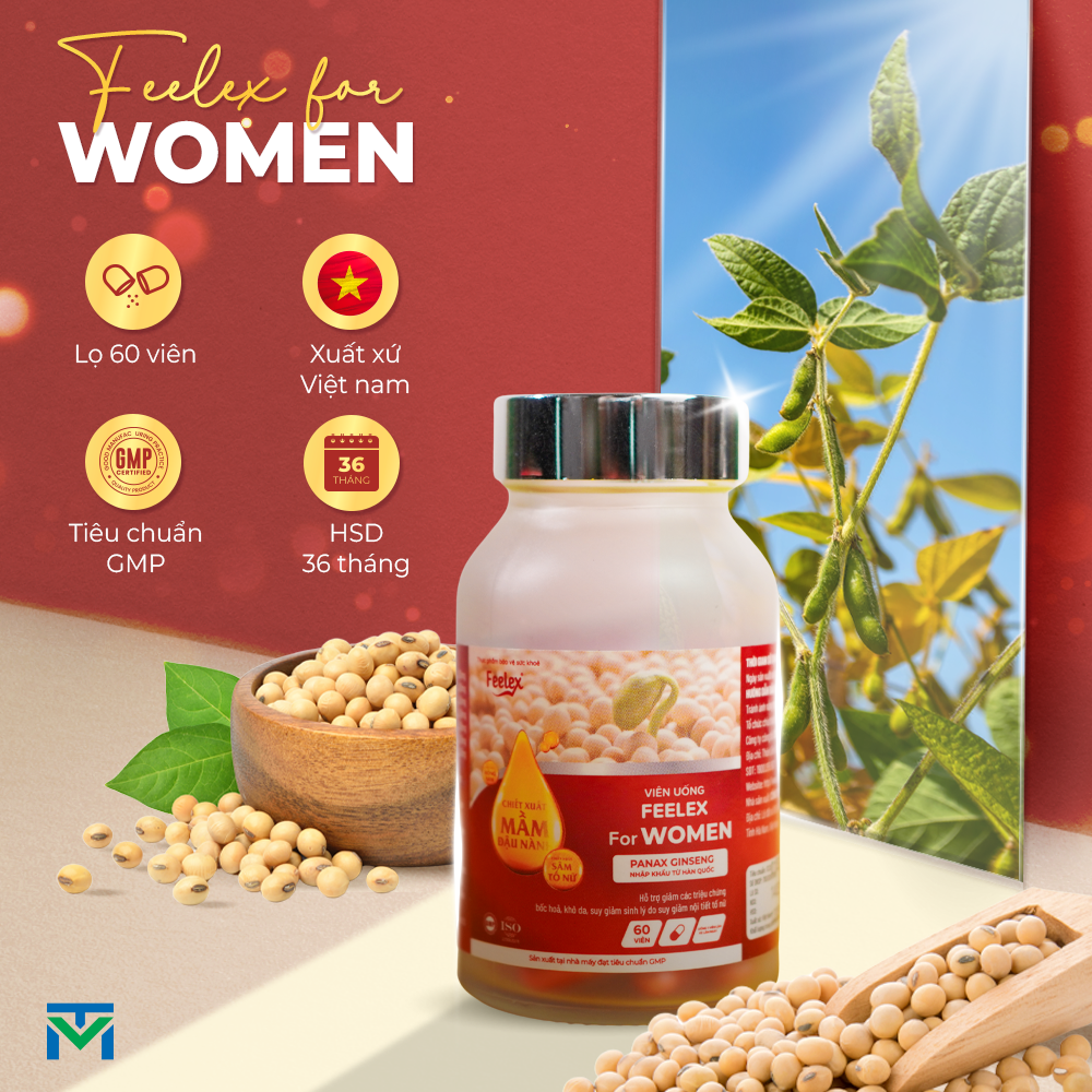 Mô tả Viên uống mầm đậu nành Feelex For Women hỗ trợ cân bằng nội tiết tố, tăng cường sinh lý nữ - 60v - 1