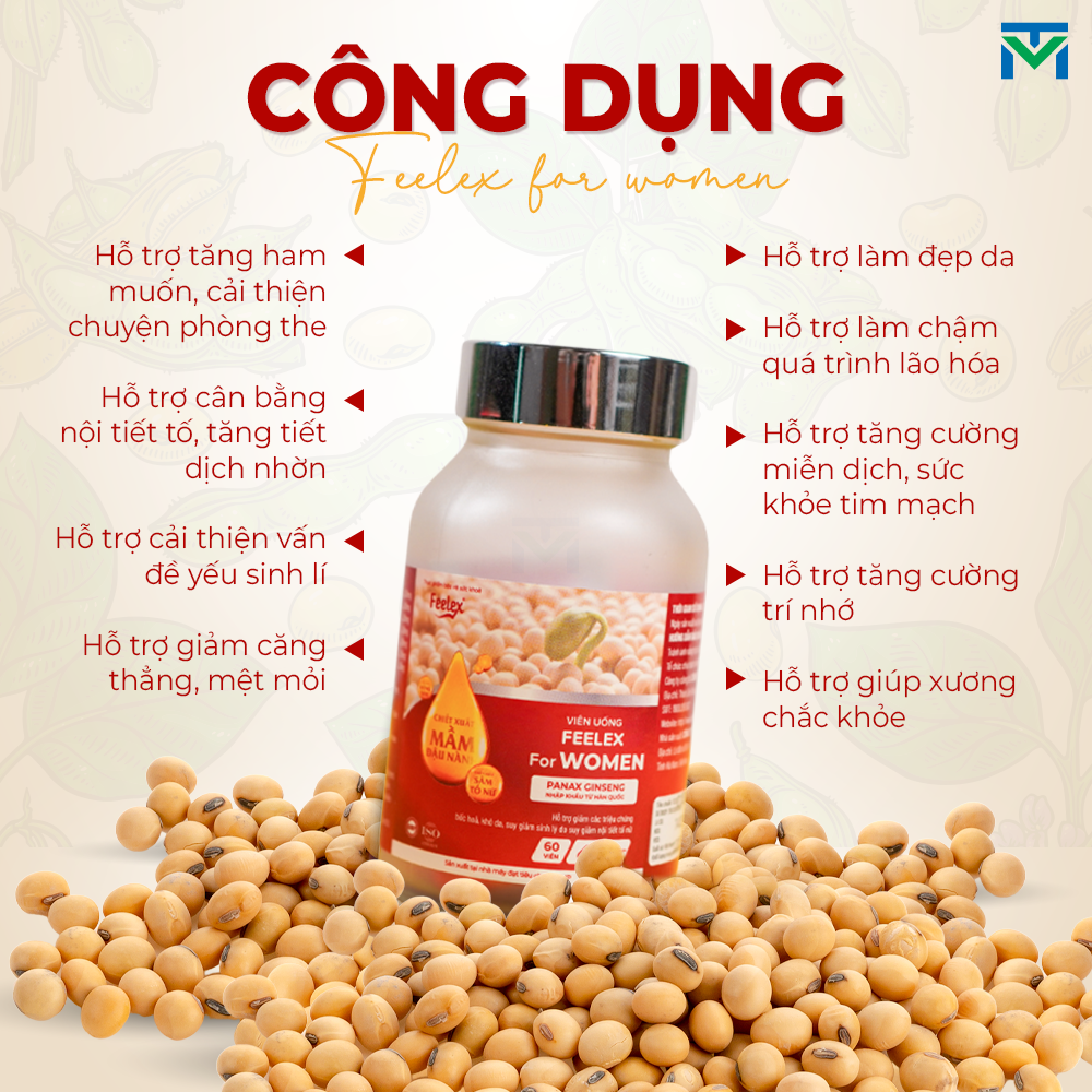 Mô tả Viên uống mầm đậu nành Feelex For Women hỗ trợ cân bằng nội tiết tố, tăng cường sinh lý nữ - 60v - 3