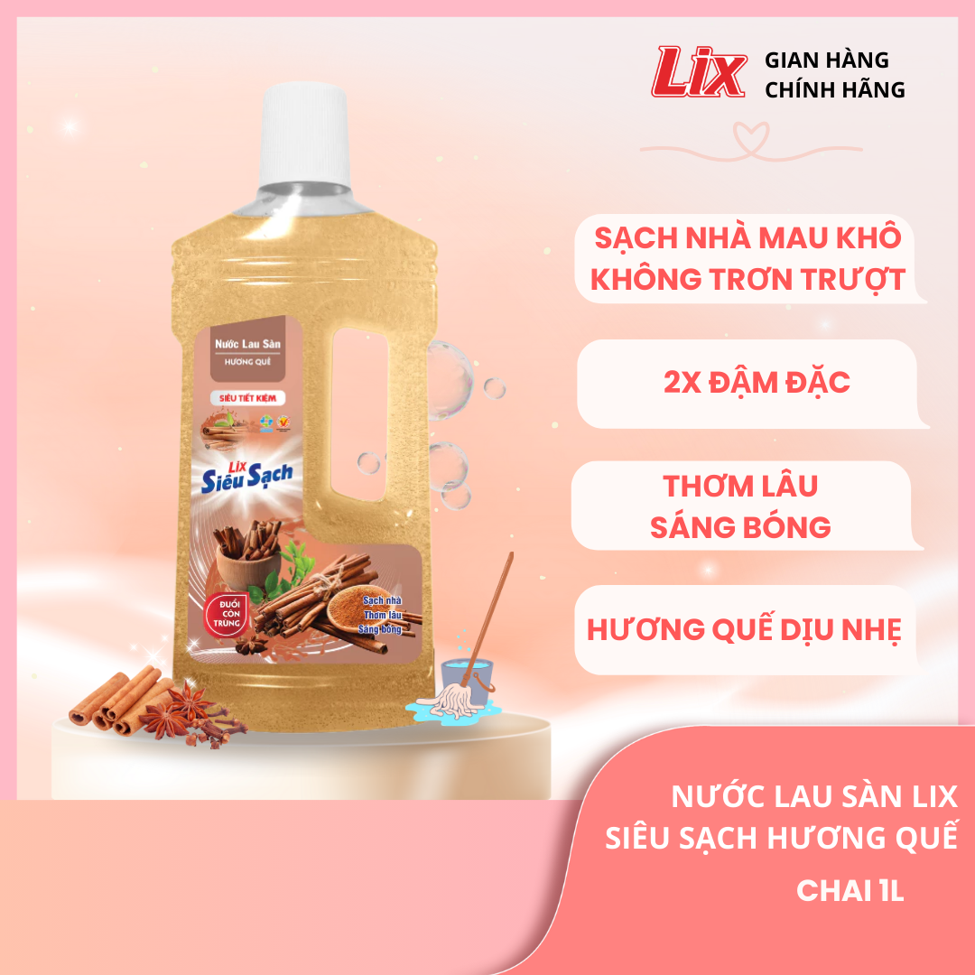 Mô tả Nước lau sàn Lix siêu sạch nhiều mùi hương chai 1L, sàn sạch sáng bóng ngát hương thơm Lixco Việt Nam - 1