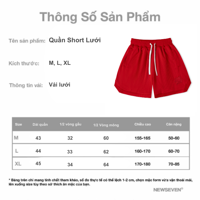 Mô tả Quần Short Nam NEWSEVEN Vải Lưới Mềm NQS.432 - 1