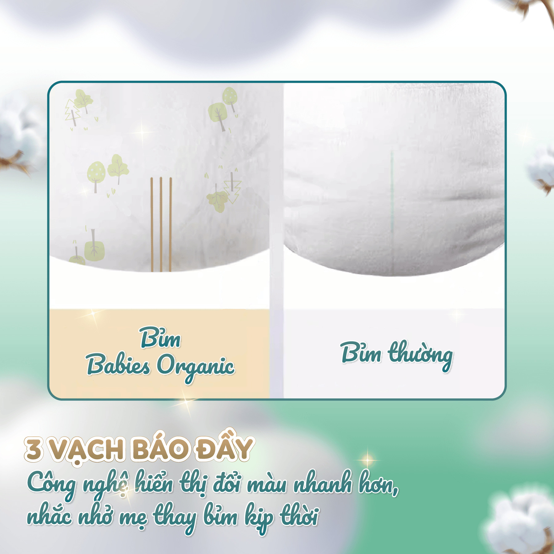 Mô tả Combo 3 Bịch Tã Bỉm Babies Organic Mỏng Thoáng, Siêu Thấm Hút, Size NB/S/M - Thương Hiệu Việt - 6