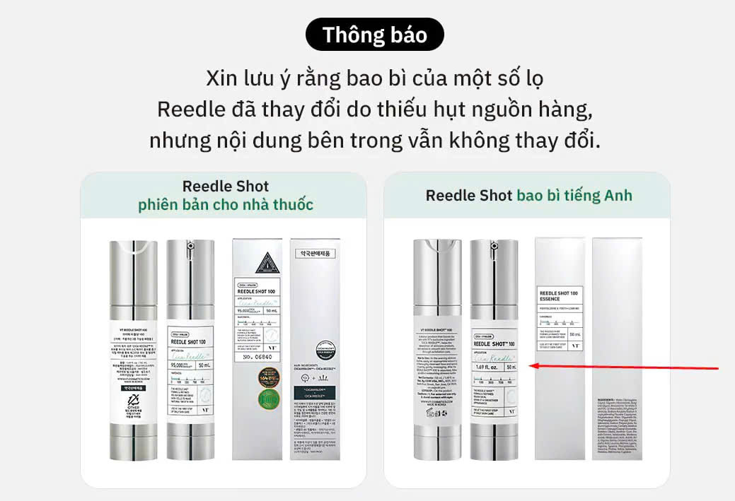 [VT Cosmetics] Tinh chất vi kim VT REEDLE SHOT 100 (50ml) /300 (50ml ...