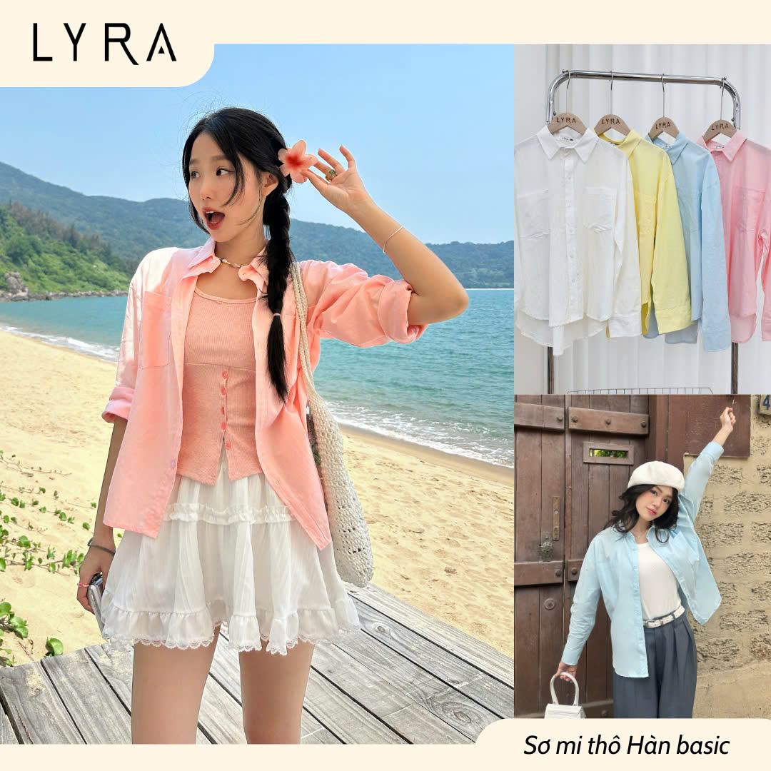 Mô tả LYRA - Áo sơ mi nữ dài tay form rộng hai túi kiểu dáng basic, chất cotton thô Hàn cao cấp LWNSM009 - 1