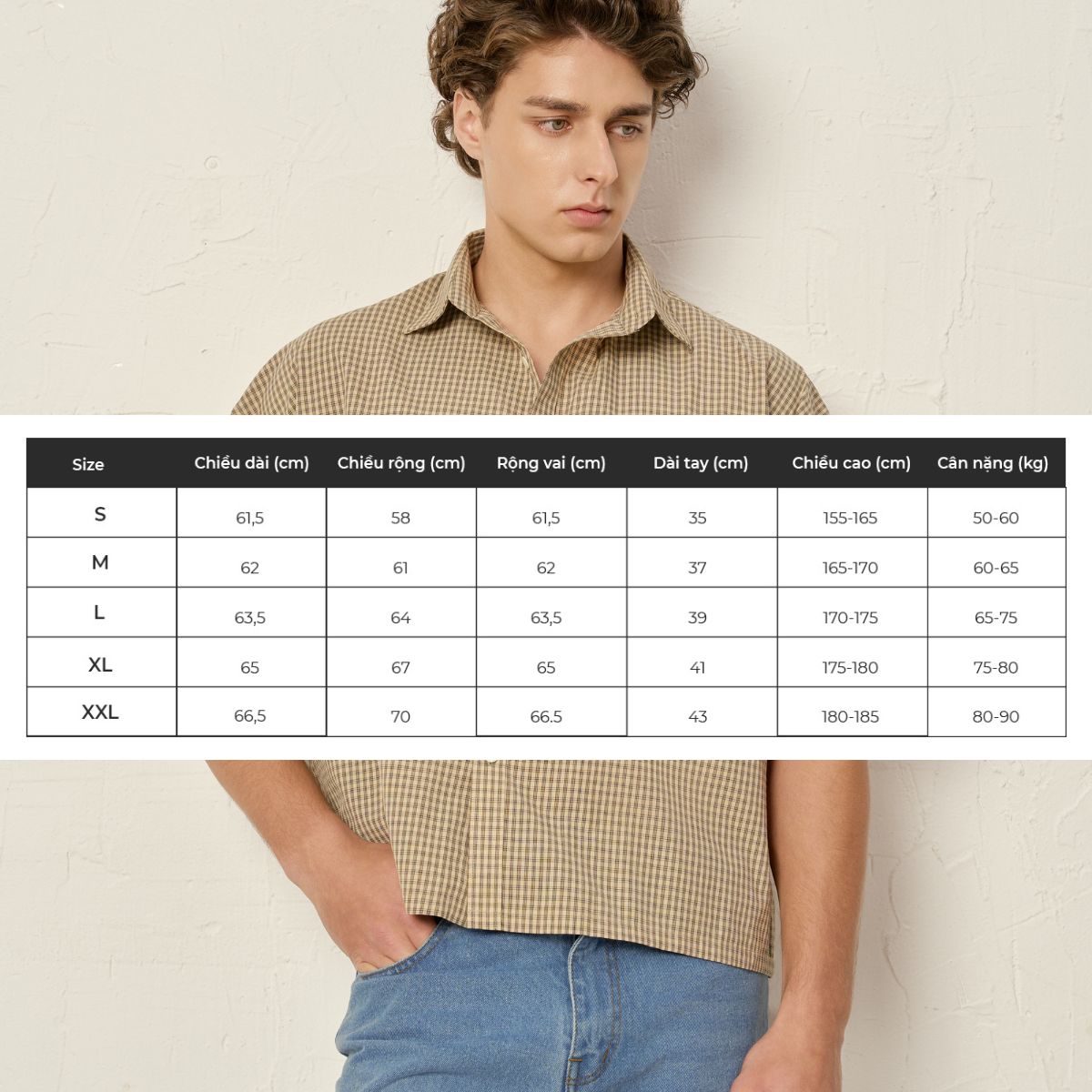 Mô tả Áo sơ mi boxy ngắn tay kẻ caro PEALO chất liệu cotton thoáng mát mềm mịn thấm hút tốt - 1