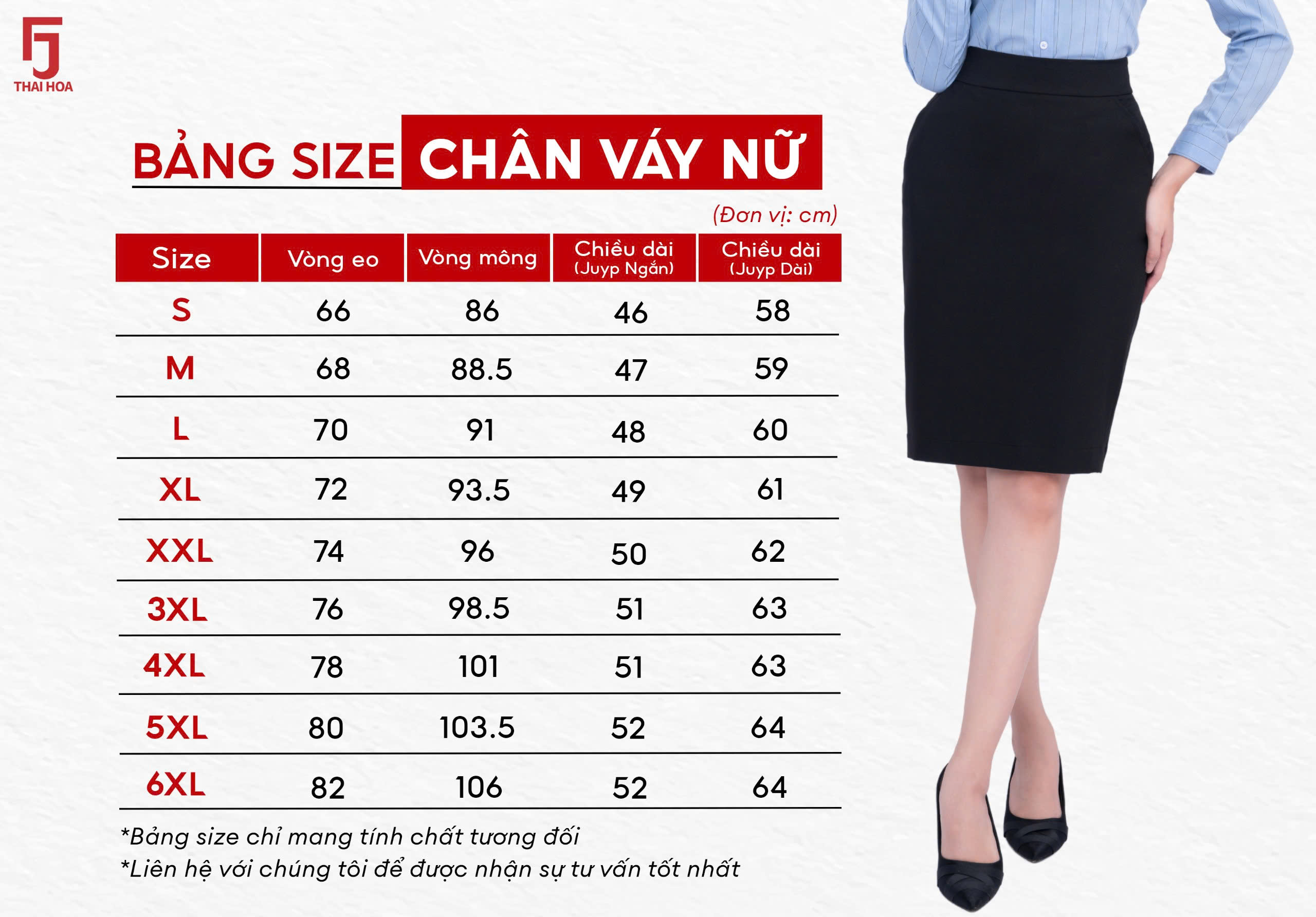 Mô tả Chân váy nữ bút chì CVW-R01 chất liệu cotton tự nhiên các màu dáng dài, dáng ngắn 1 lớp Thái Hòa - 7