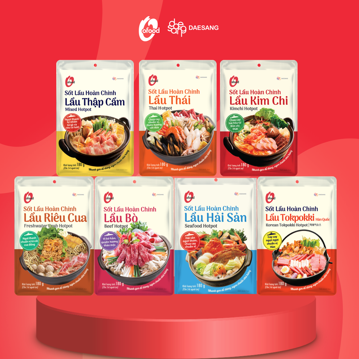Mô tả Sốt lẩu hoàn chỉnh O'food gói 180g, có 7 vị - 1