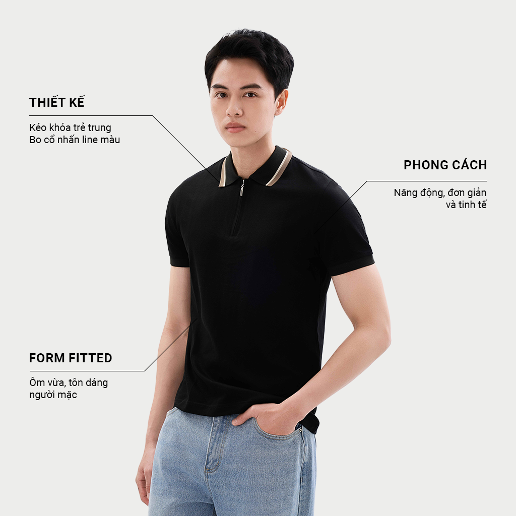 Mô tả Áo Polo Nam KRIK Form Fitted Khóa Kéo Phong Cách Năng Động Chất Liệu Mềm Mại Thoáng Mát PL2178 - 2