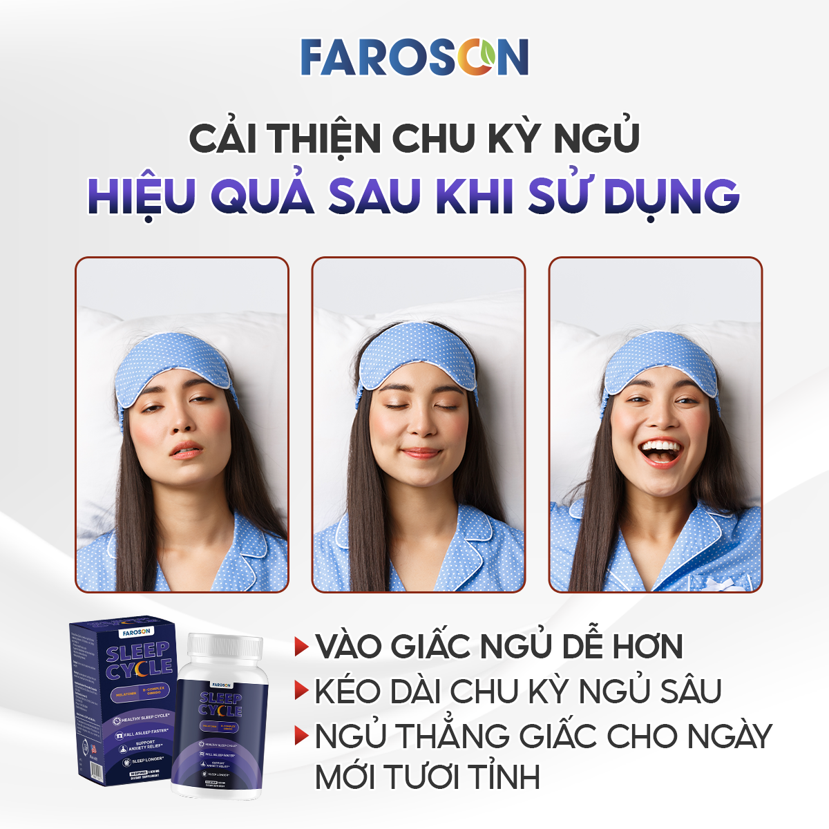 Mô tả Thực phẩm bảo vệ sức khoẻ Viên Uống Ngủ Ngon Melatonin Faroson Sleep Cycle Hỗ Trợ Giấc Ngủ Dễ Ngủ Hộp 30 viên - 1