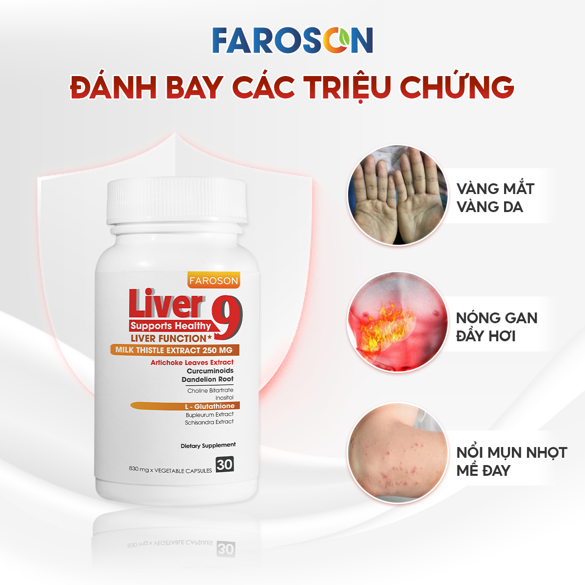 Mô tả Thực phẩm bảo vệ sức khoẻ Bổ Gan Silymarin Faroson Liver 9​ Hỗ Trợ Bảo Vệ Gan Thải Độc Gan hộp 30 Viên - 1