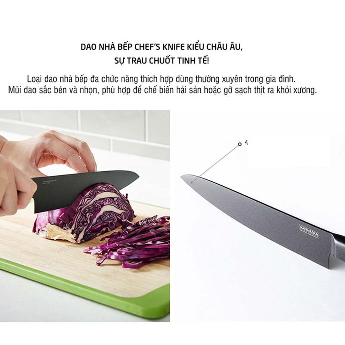 Dao thái Dao Santoku Dao gọt chống dính Lock&Lock , Inochi cán đúc ...