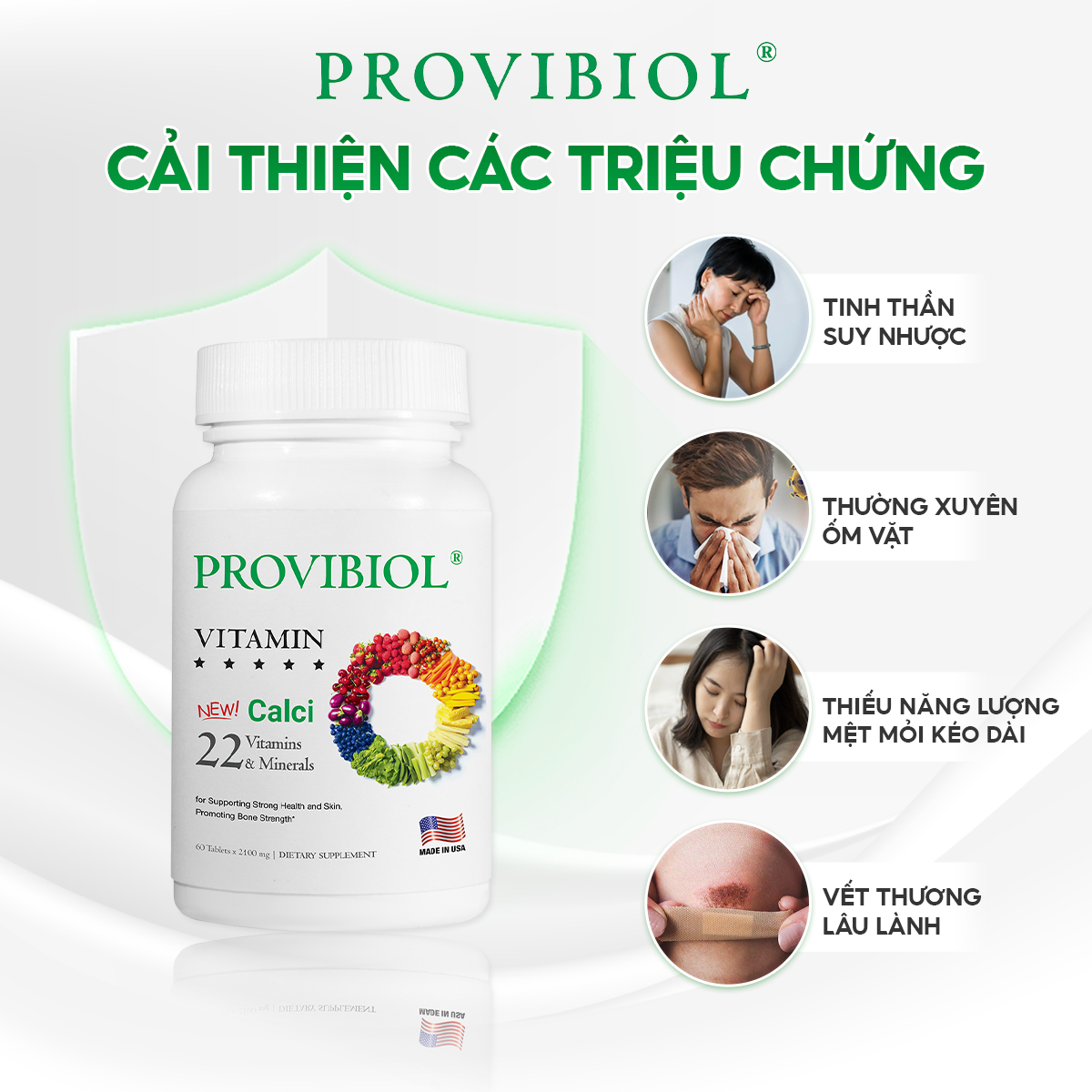 Mô tả Thực phẩm bảo vệ sức khoẻ Viên Uống Vitamin Tổng Hợp Hỗ Trợ Tăng Sức Đề Kháng Provibiol Vitamin Hộp 30 Viên - 1