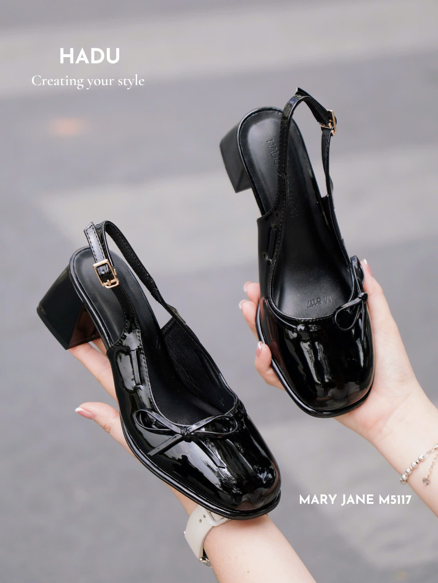 Giày Cao Gót MARY JANE AUBREY 5P HADU M5117 Kem