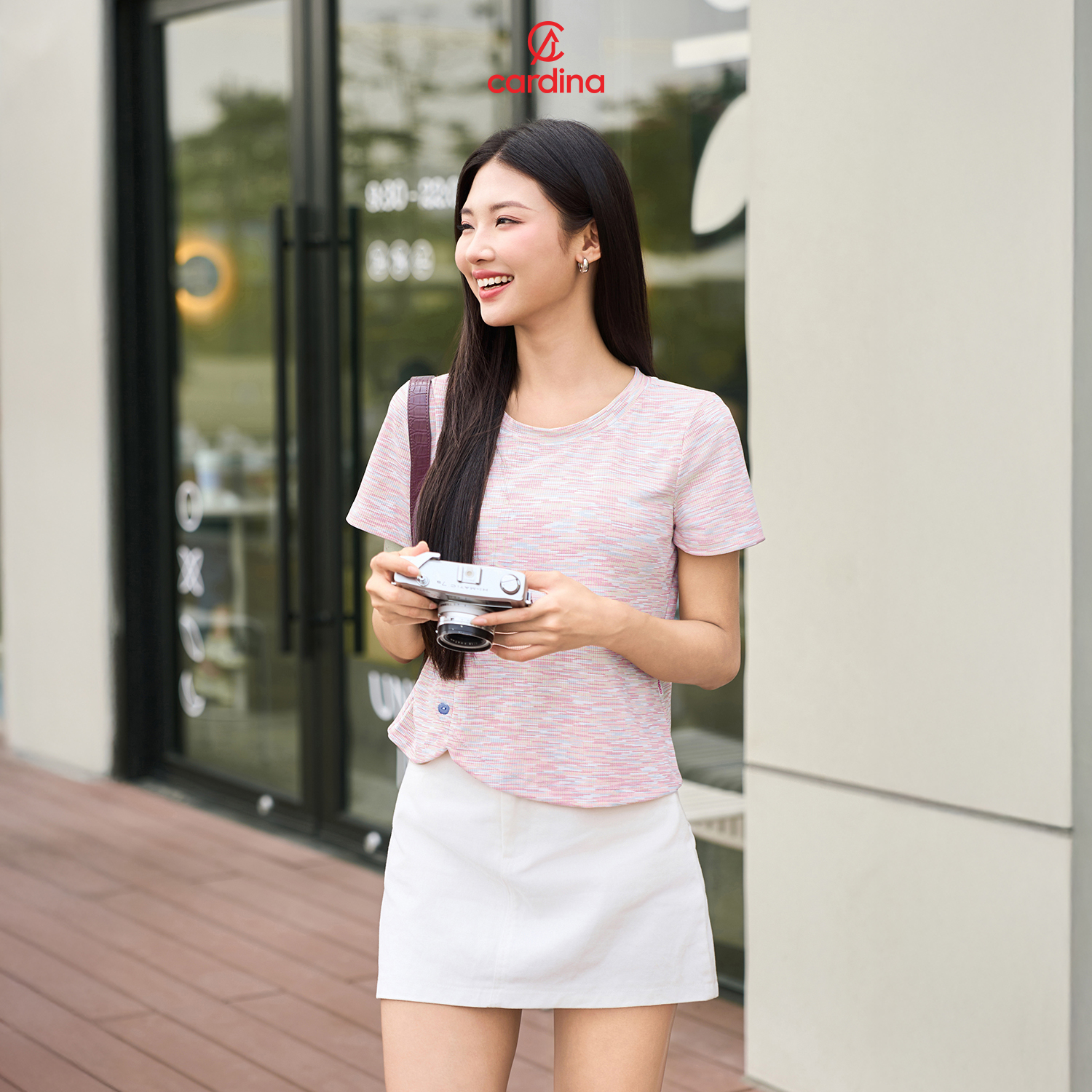 Mô tả Áo thun nữ CARDINA chất tăm cotton kiểu dáng croptop tà lệch 5AFC25 - 5