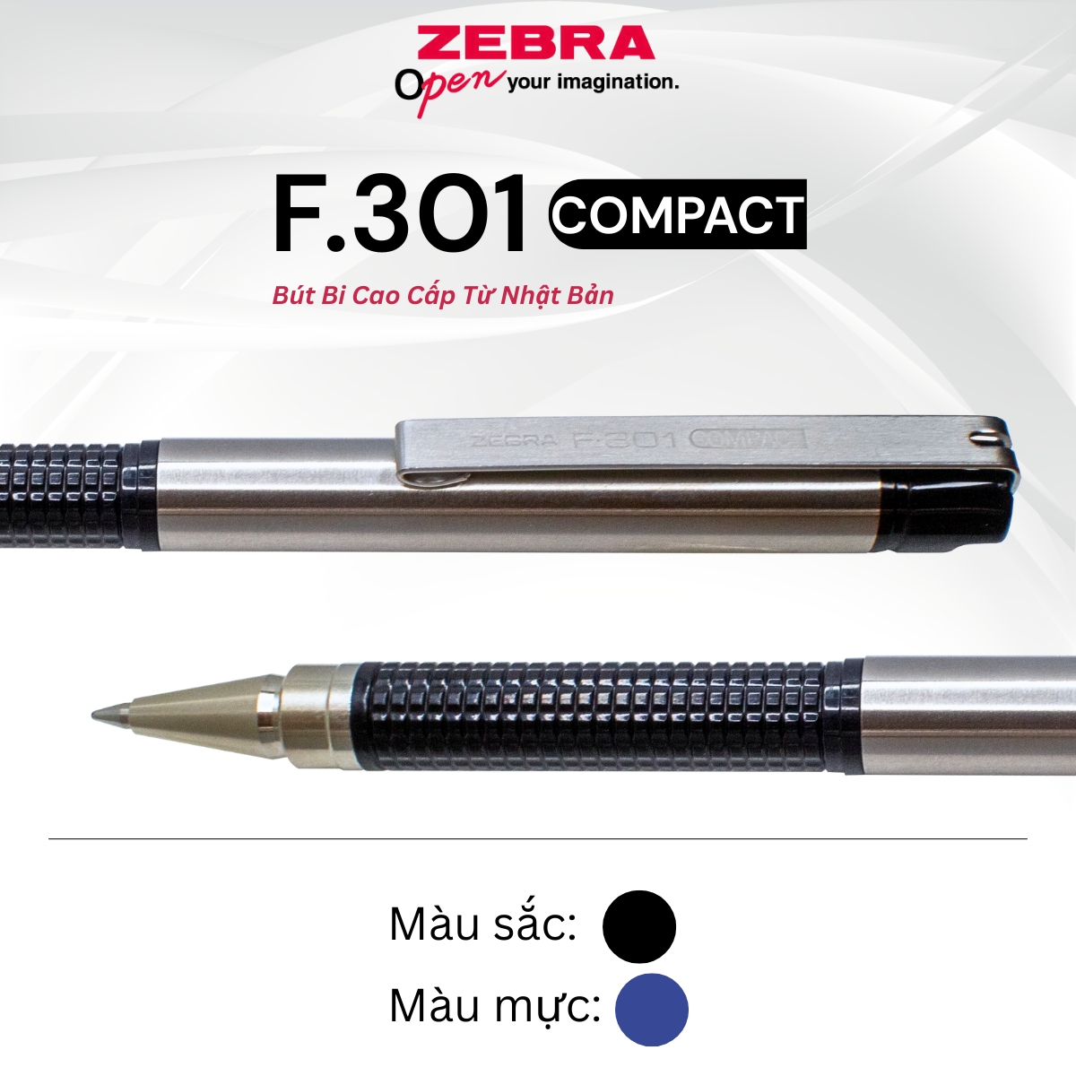 Mô tả Bút Bi Cao Cấp F.301 Compact 0.7mm Zebra Pen - Mực Xanh, Thân Kim Loại, Nhẹ 12.3g [CHÍNH HÃNG] - 4