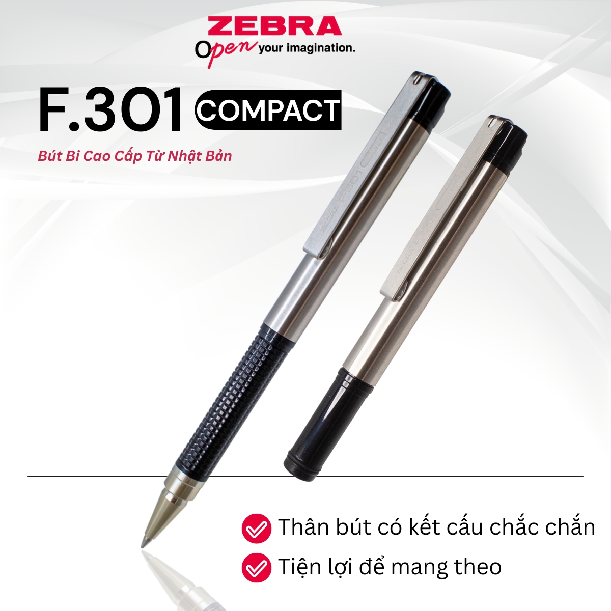 Mô tả Bút Bi Cao Cấp F.301 Compact 0.7mm Zebra Pen - Mực Xanh, Thân Kim Loại, Nhẹ 12.3g [CHÍNH HÃNG] - 2