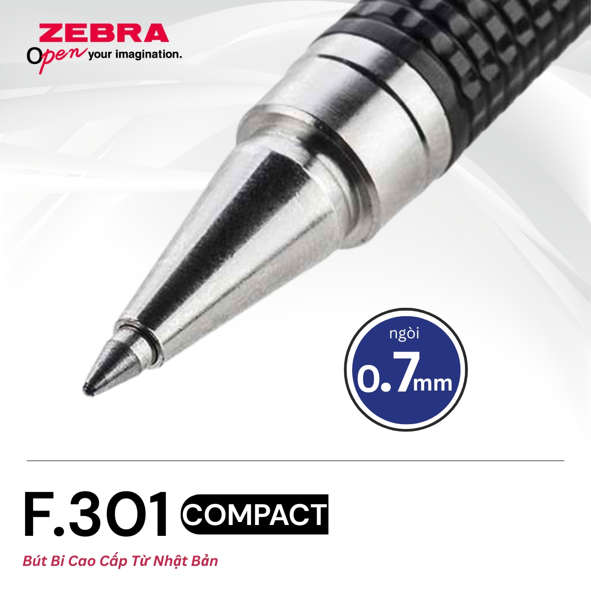 Mô tả Bút Bi Cao Cấp F.301 Compact 0.7mm Zebra Pen - Mực Xanh, Thân Kim Loại, Nhẹ 12.3g [CHÍNH HÃNG] - 3