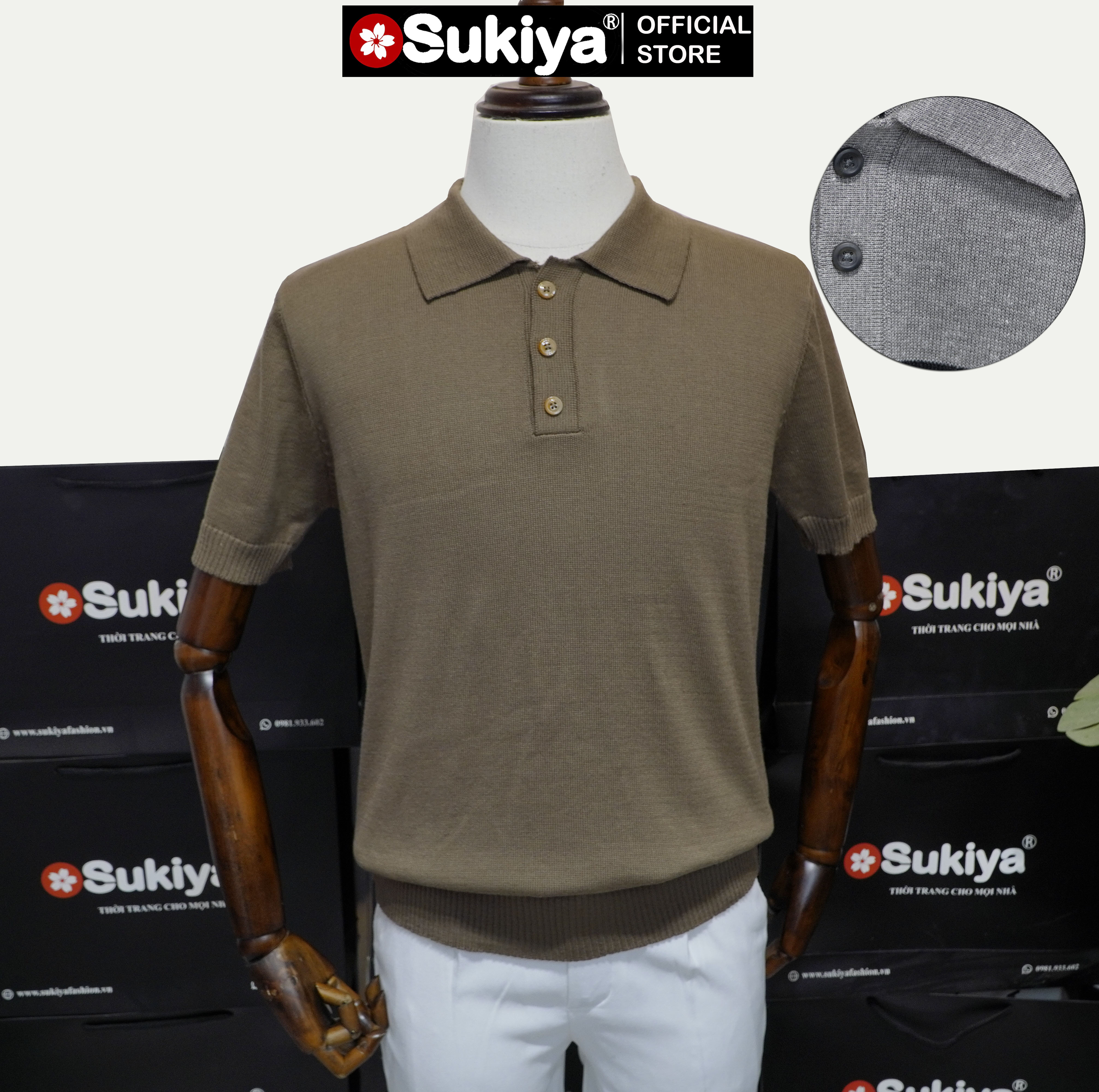 Mô tả Áo POLO Len Dệt Kim SUKIYA Cao Câp Chất Cotton Thấm Hút mồ hôi  AL79 - 5