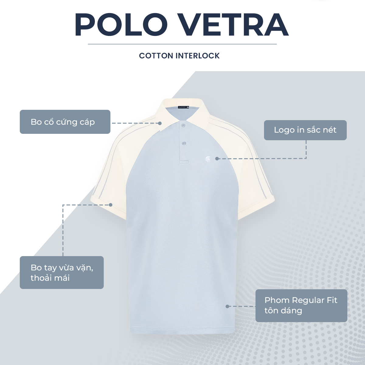 Mô tả Áo polo nam cao cấp VETRA, BST SÁNH ĐÔI, vải cá sấu cotton interlock, thanh lịch, sang trọng - POLOMANOR - 2