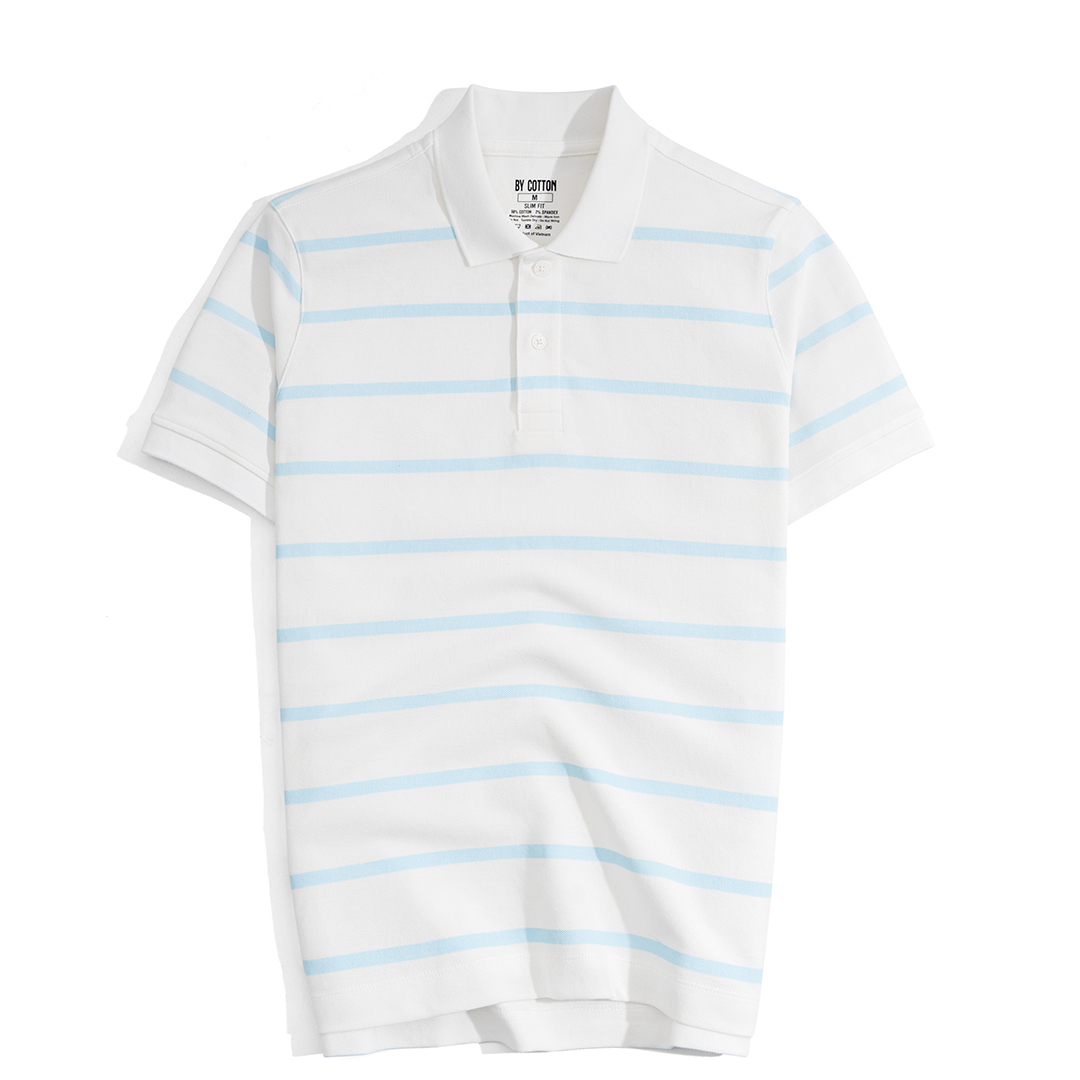 Mô tả Áo Thun Polo Nam By Cotton Cao Cấp Polo Pique 2.0 Trắng In Sọc - 3
