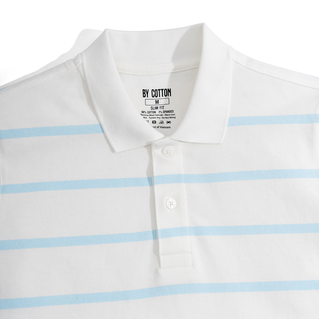 Mô tả Áo Thun Polo Nam By Cotton Cao Cấp Polo Pique 2.0 Trắng In Sọc - 5